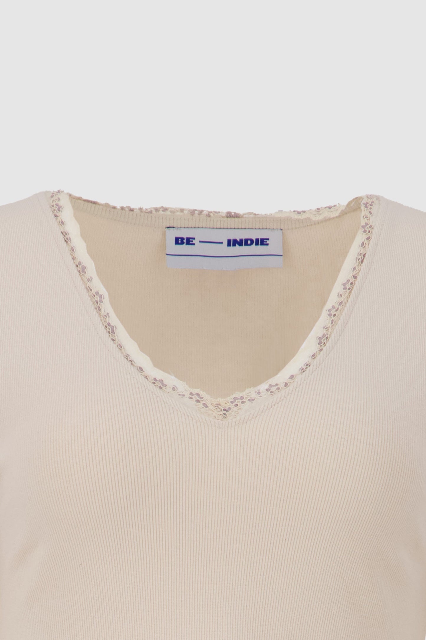 Lace Vee Top -Beige