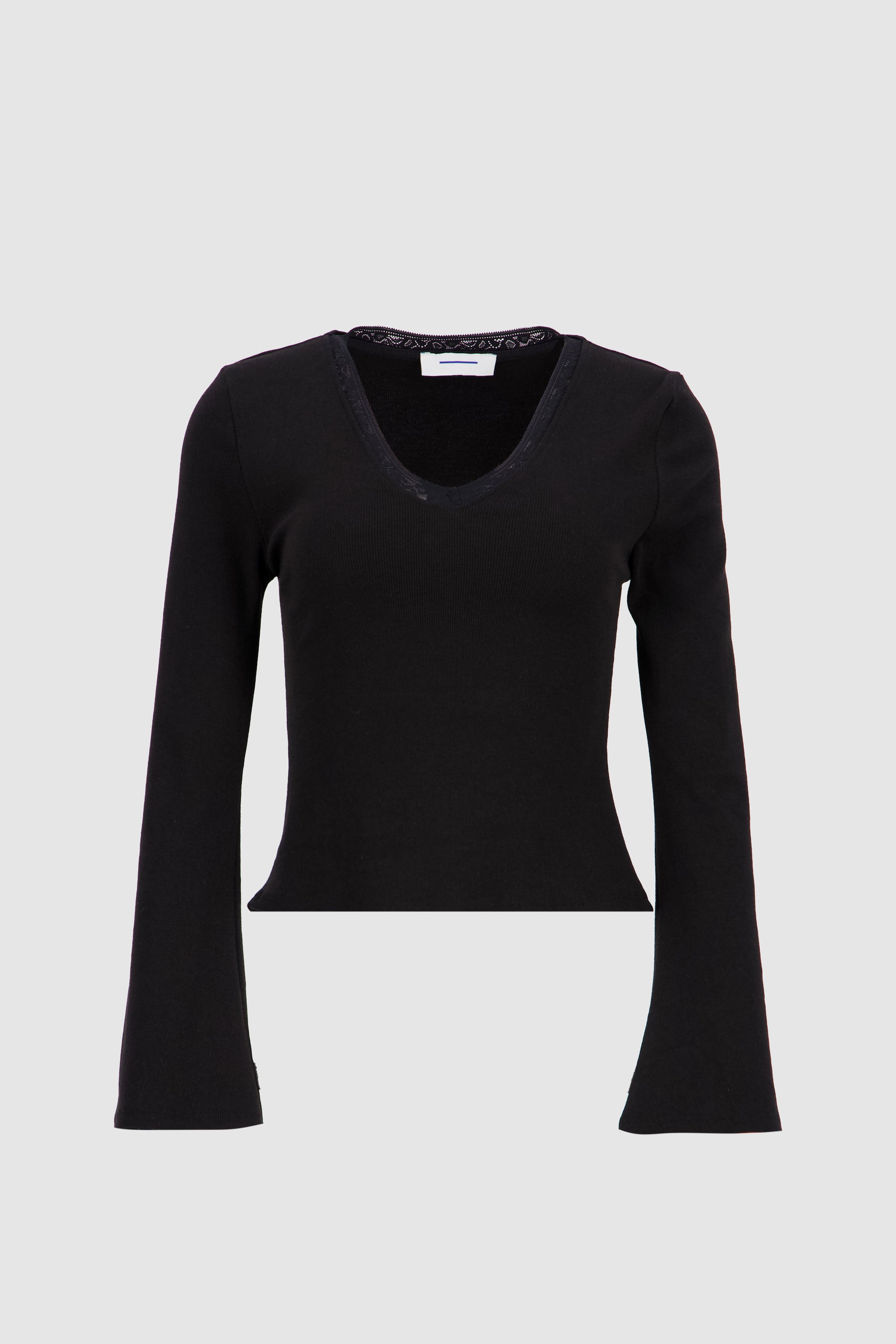 Lace Vee Top -Black