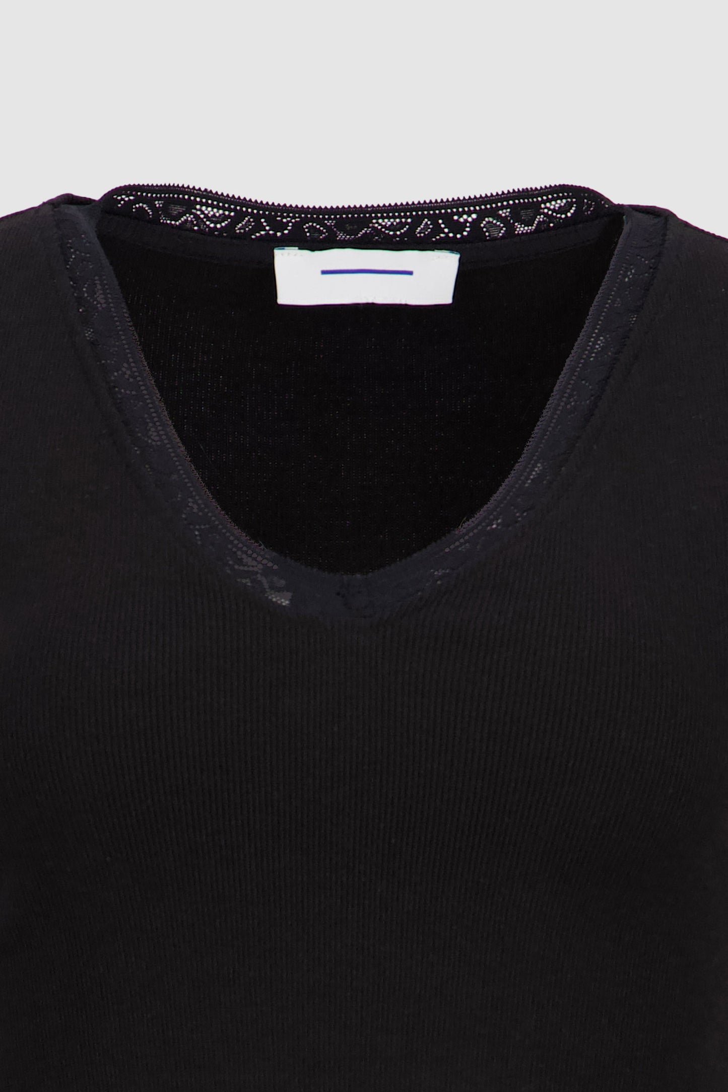 Lace Vee Top -Black