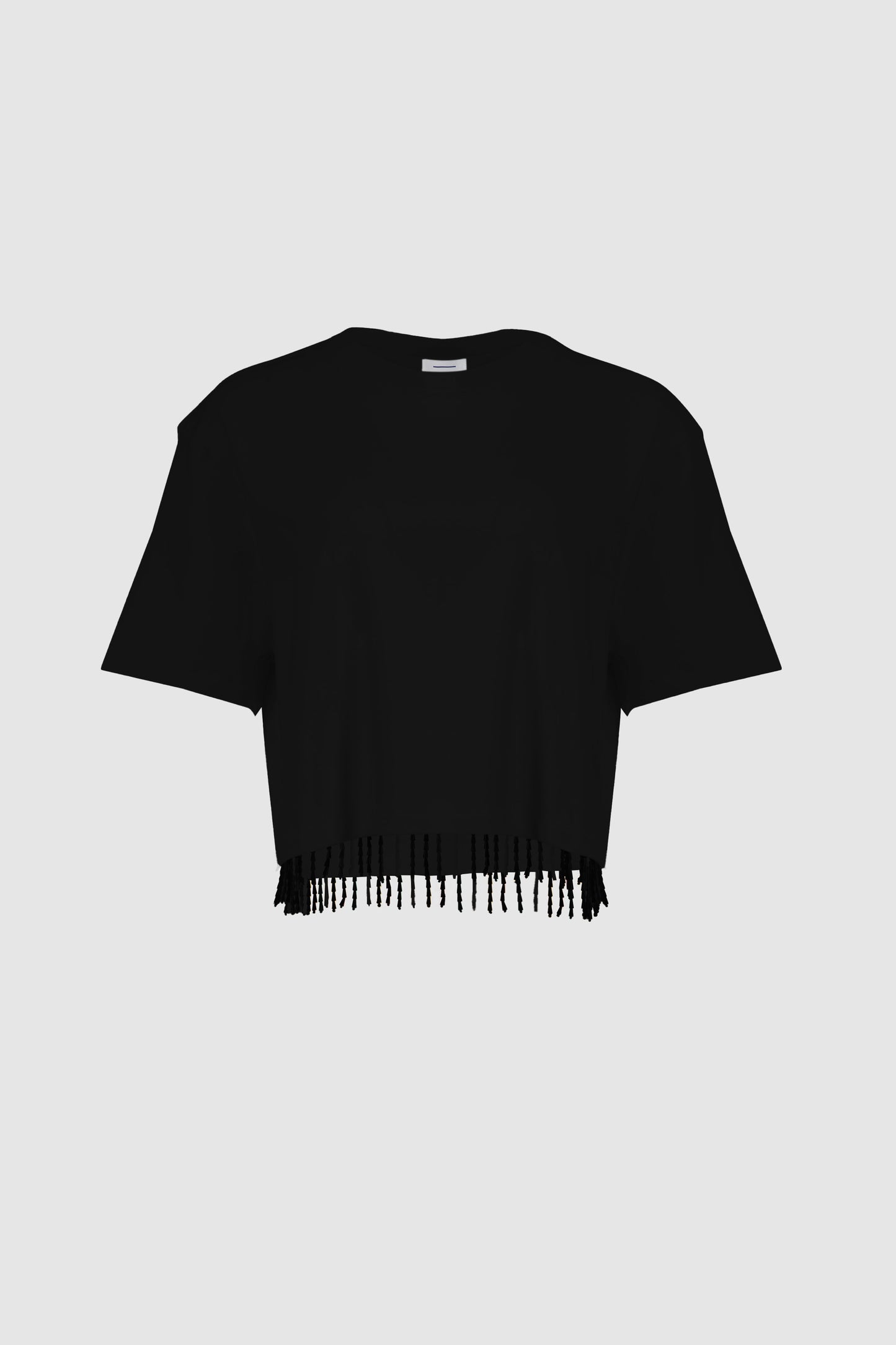 Beaded Fringed Tee -Black x Black
