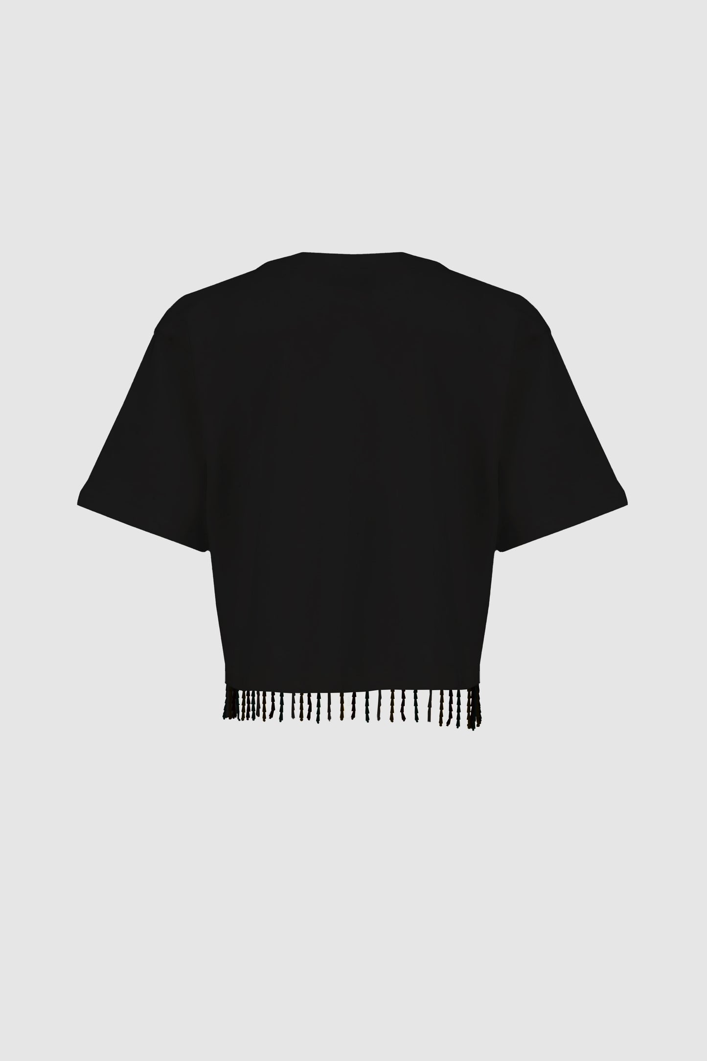 Beaded Fringed Tee -Black x Black