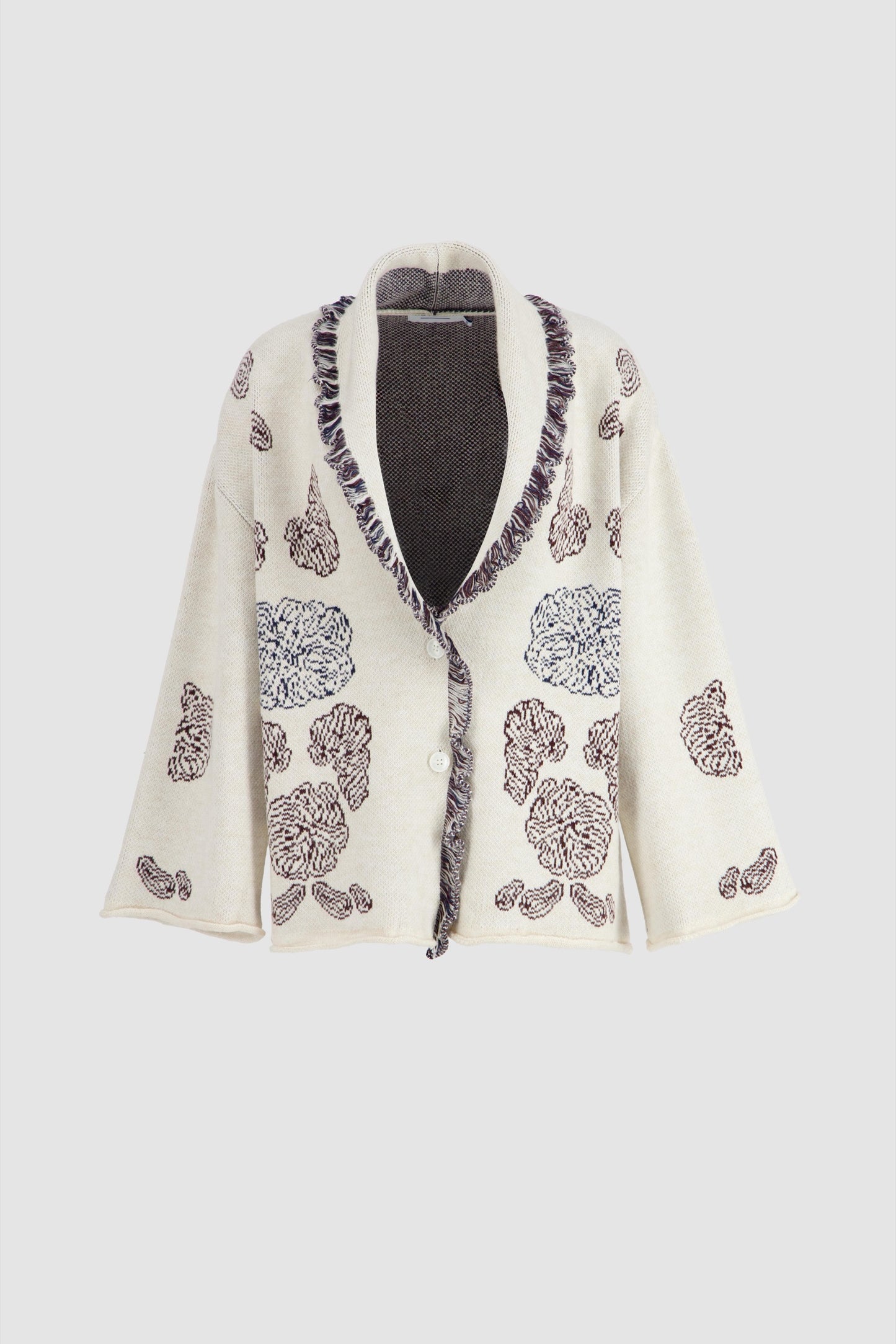 Knitted Jacquard Cardigan - Egret