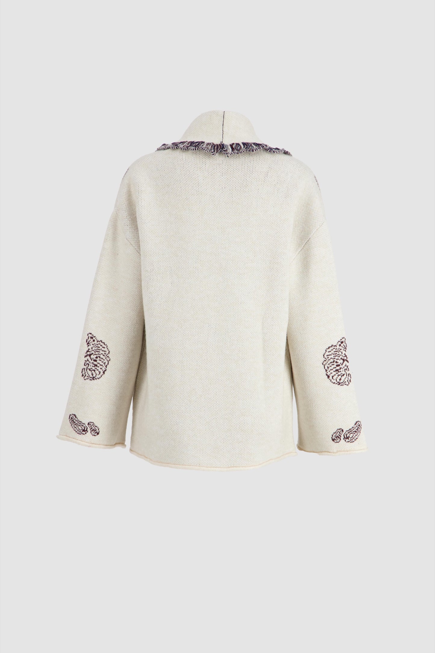 Knitted Jacquard Cardigan - Egret