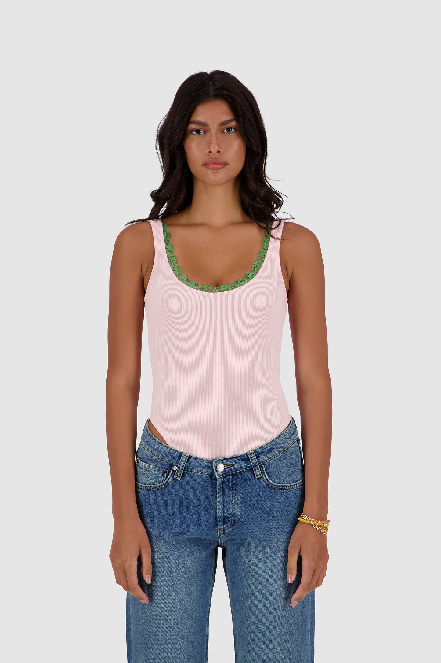 Lace Bodysuit -Pink