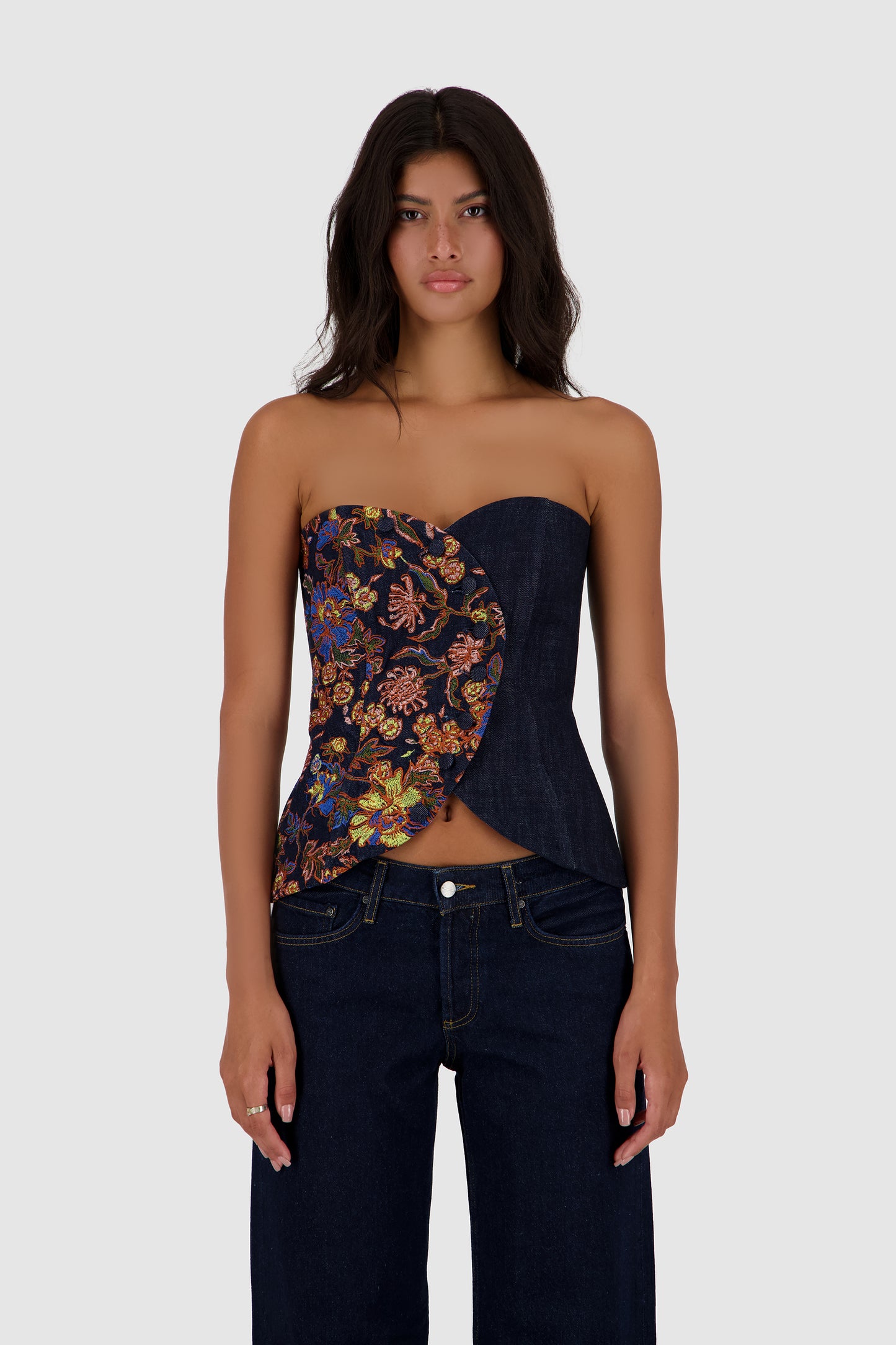 Garden Bustier Top -Midnight Blue