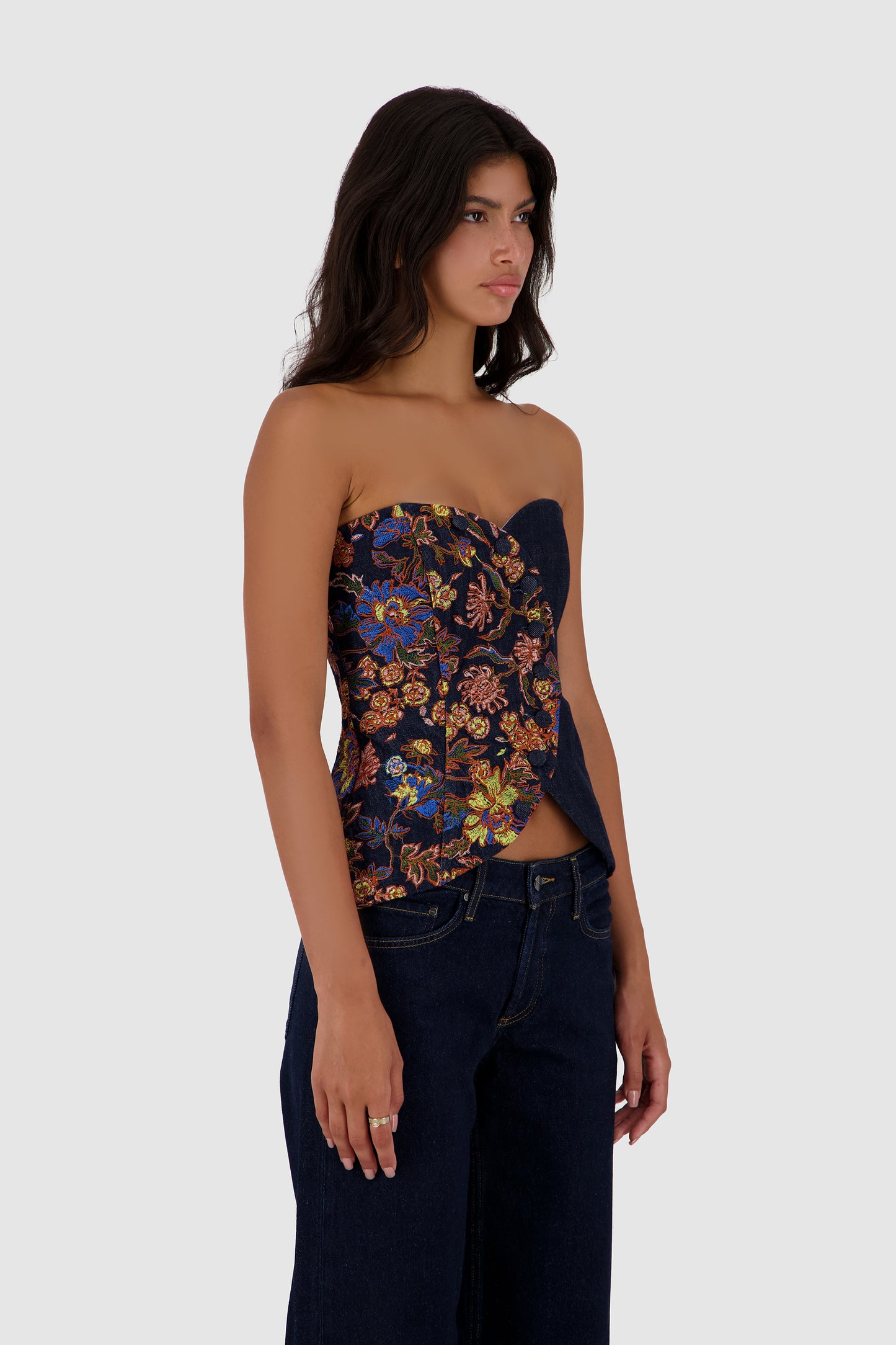Garden Bustier Top -Midnight Blue