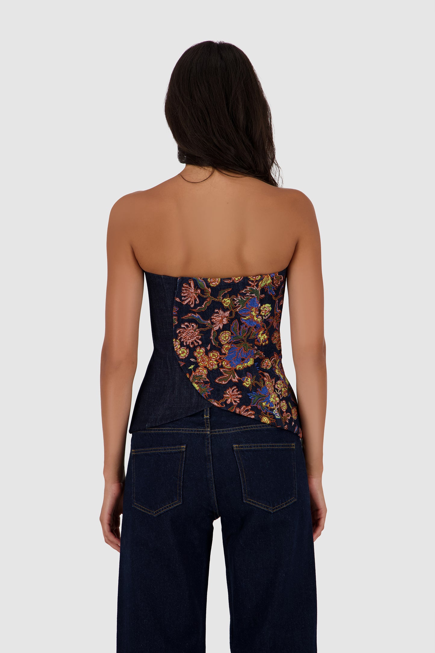 Garden Bustier Top -Midnight Blue