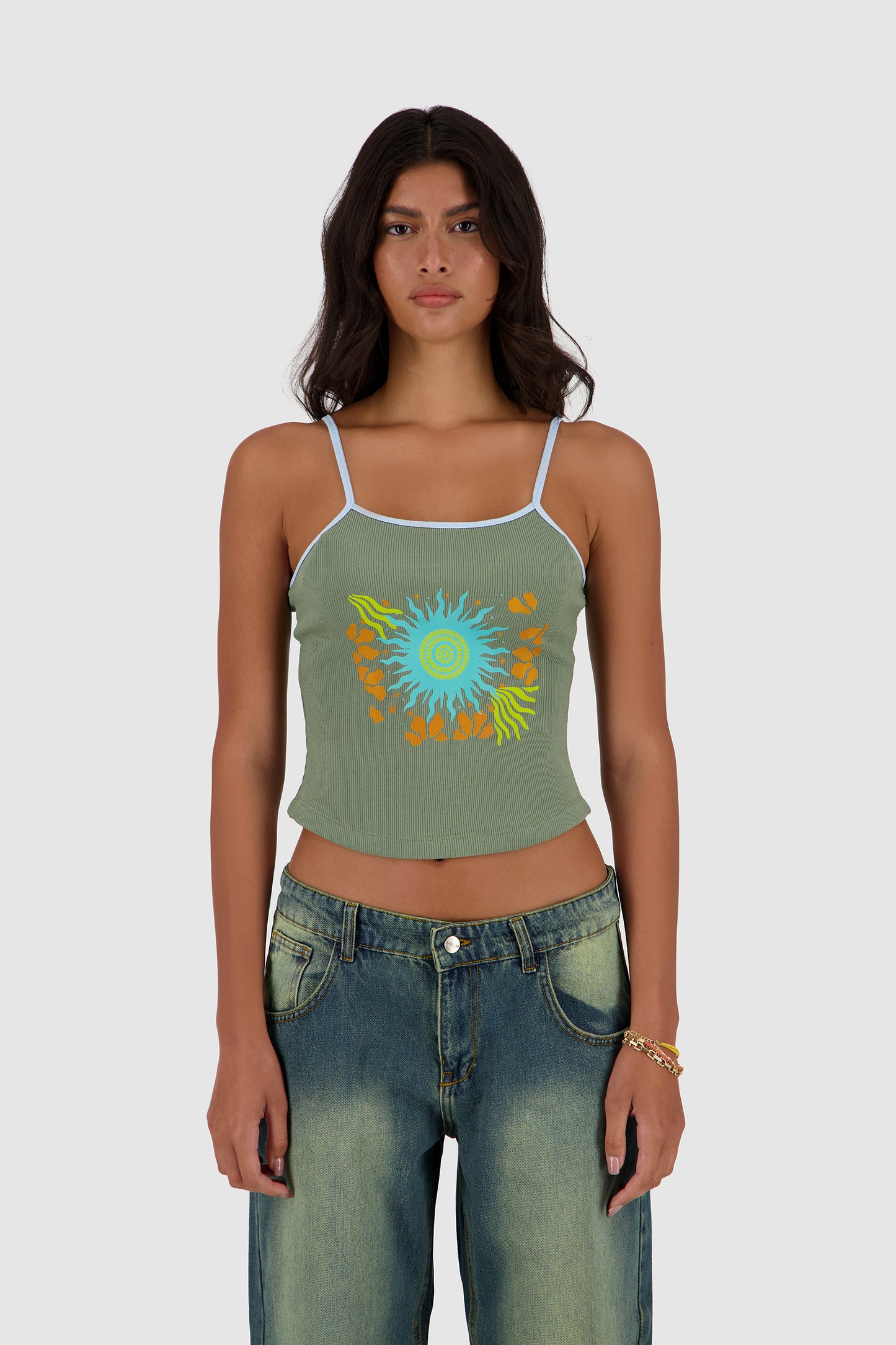 Contrast Straps Tank -Mint