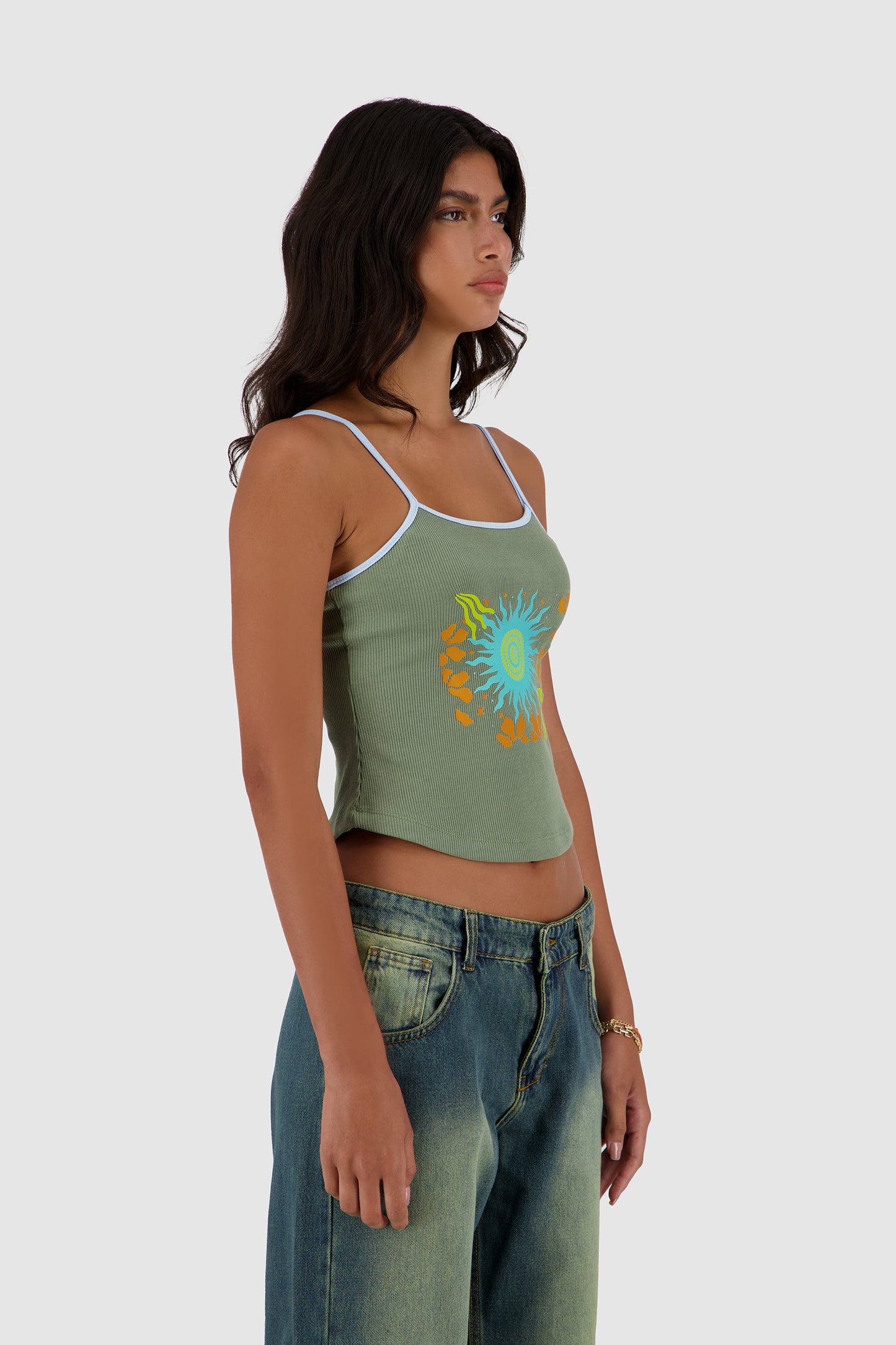 Contrast Straps Tank -Mint
