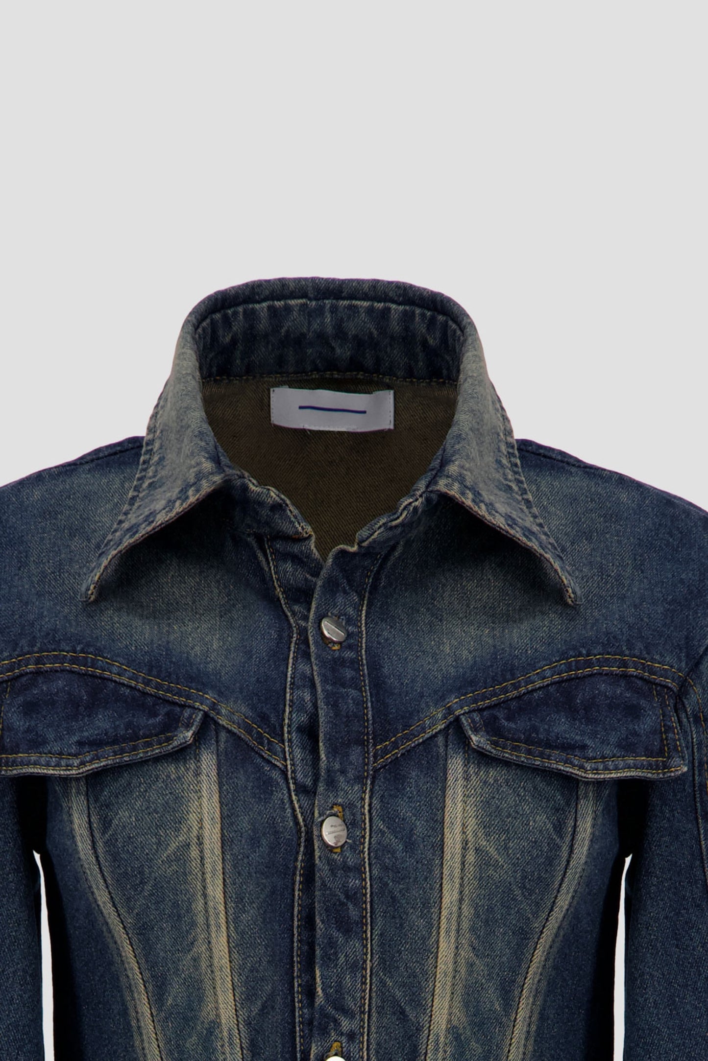 Corset Jacket - Medium Blue with Dirty Wash