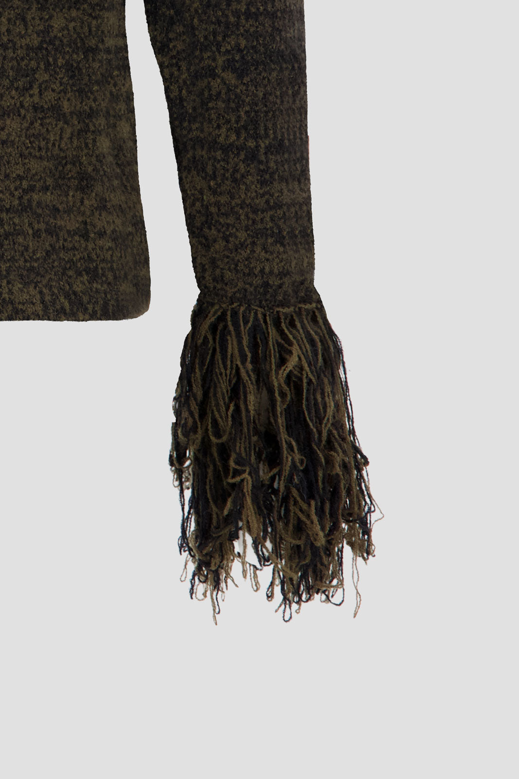 Fringed Sweater Dark Olive