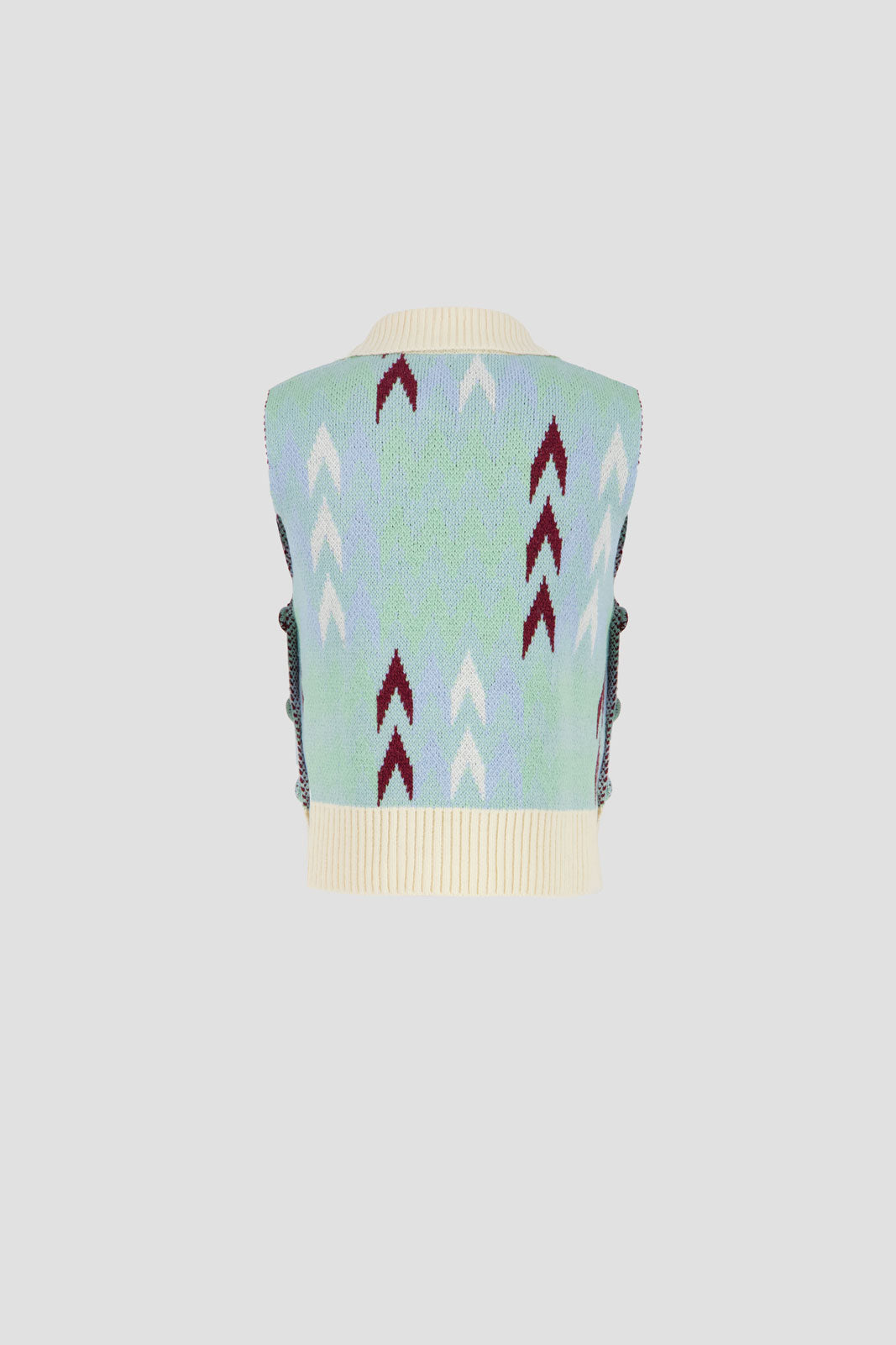 High Neck Open Pullover - Multicolor Blue