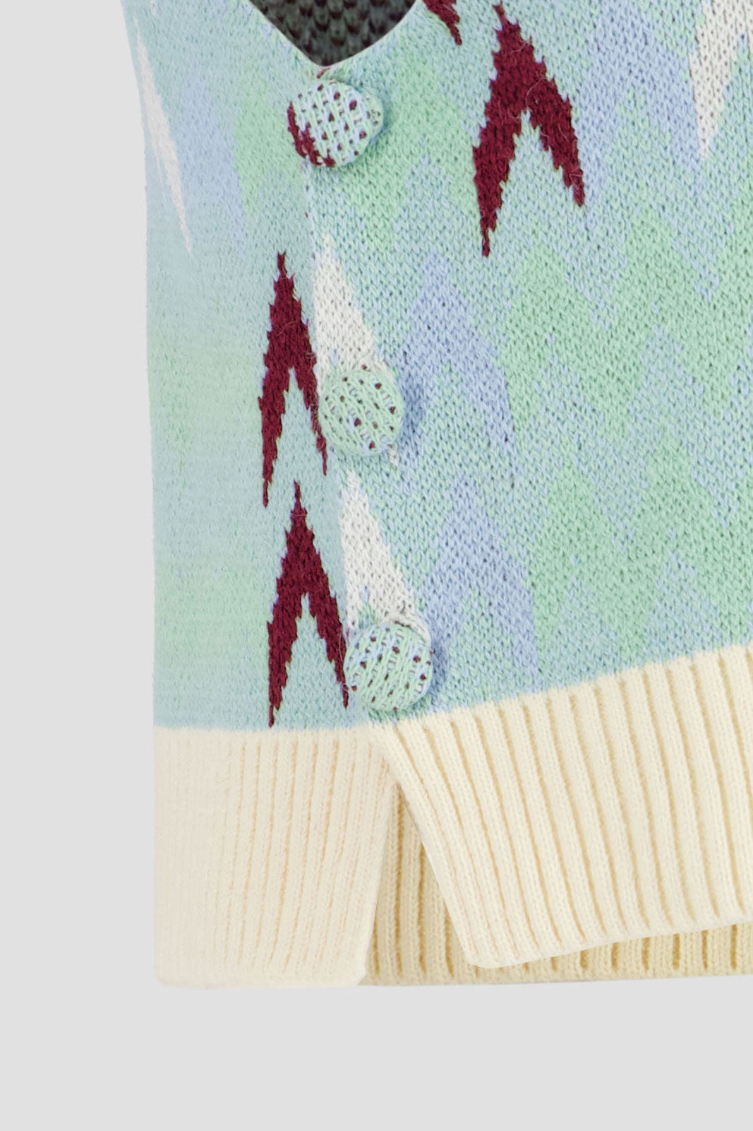 High Neck Open Pullover - Multicolor Blue