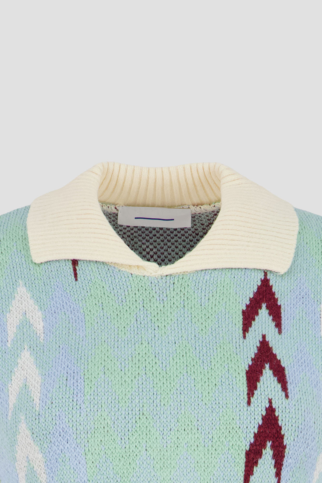 High Neck Open Pullover - Multicolor Blue