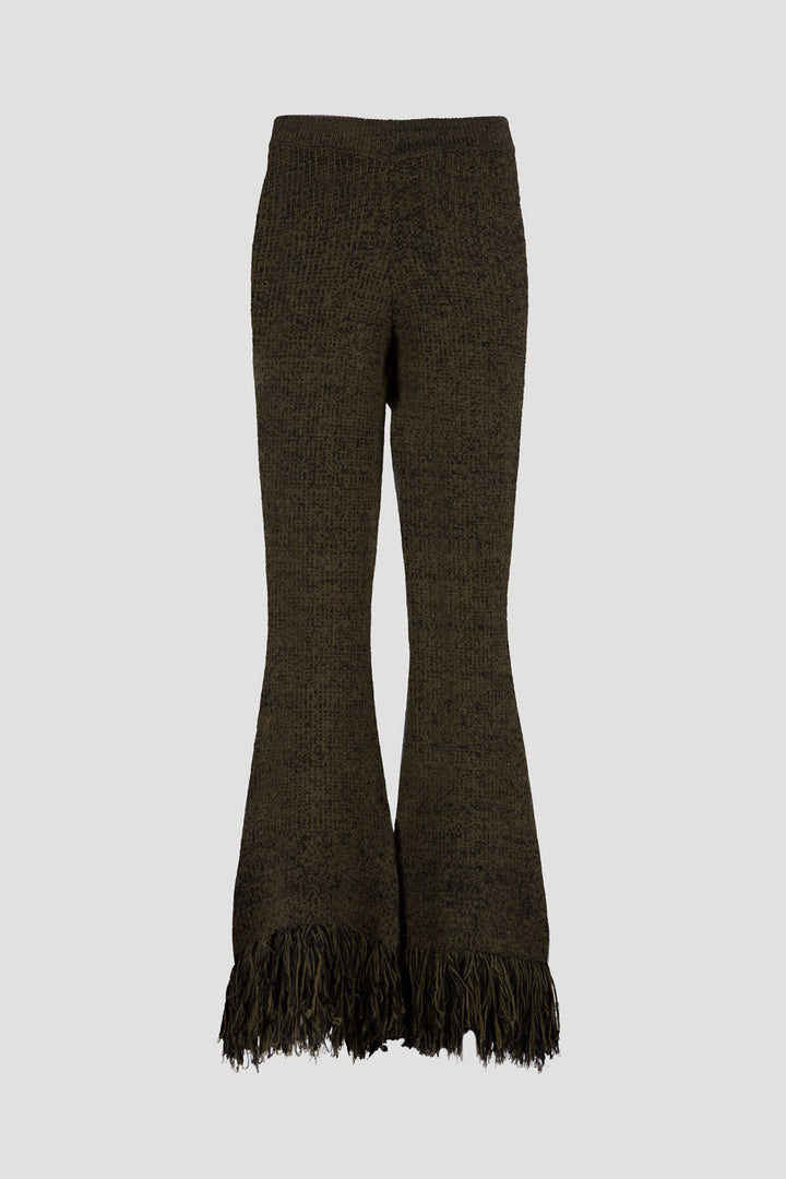 Fringed Pants Dark Olive