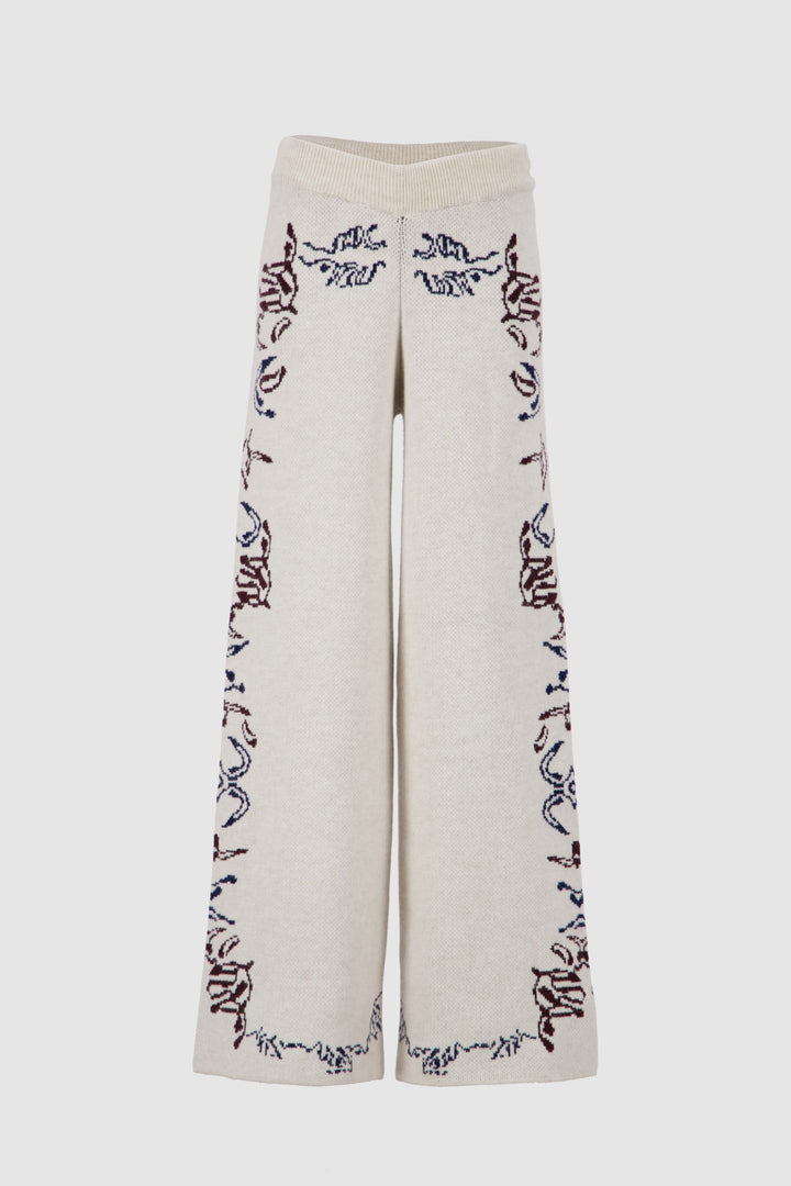Knitted Jacquard Pants - Egret