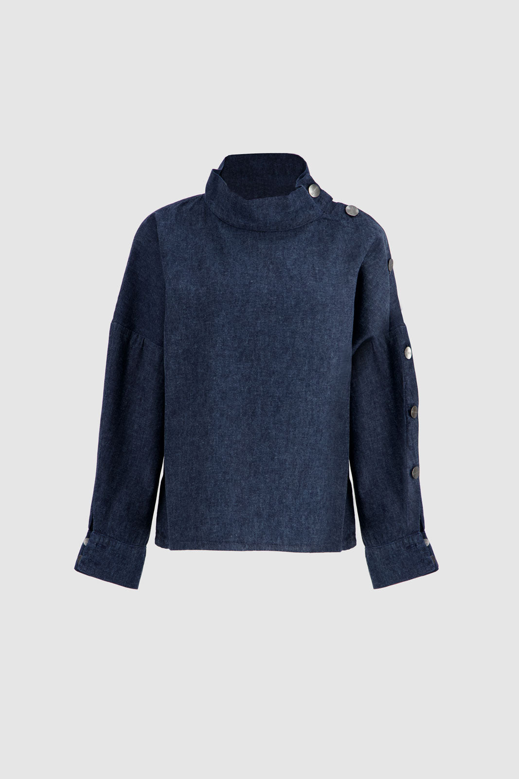 Shirt with Side Buttons - Indigo Wash