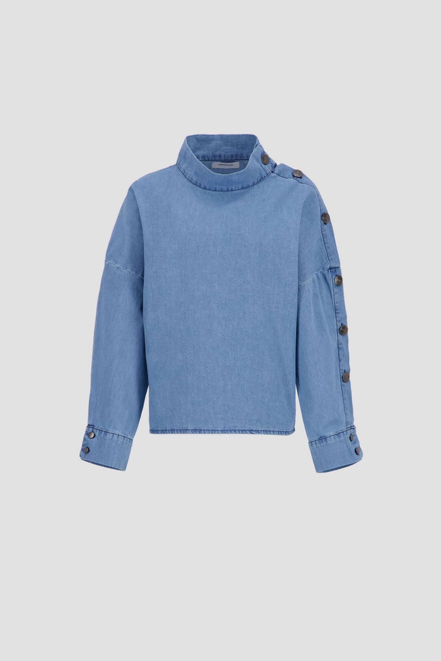 Shirt with Side Buttons - Blue Wash