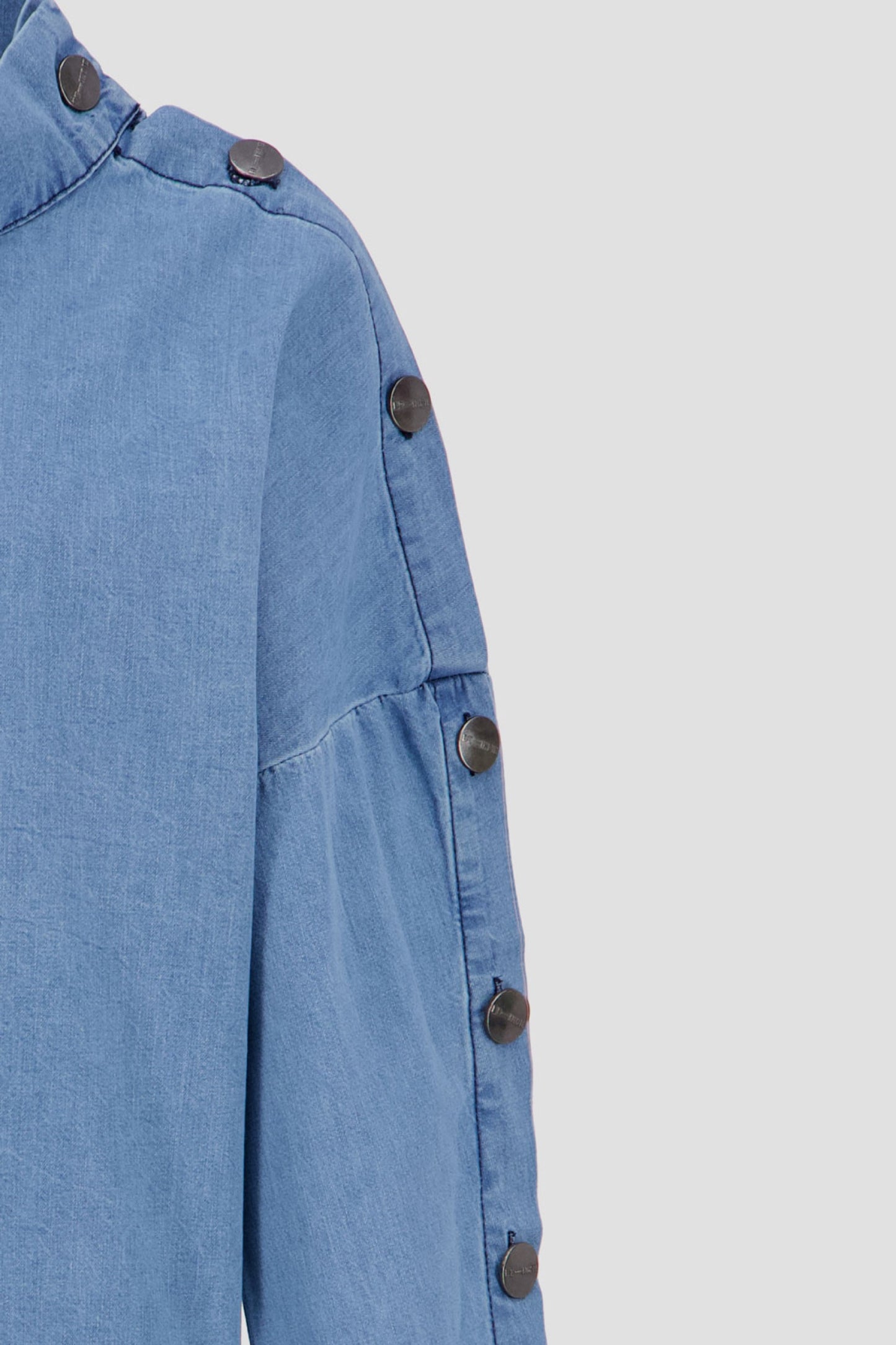 Shirt with Side Buttons - Blue Wash