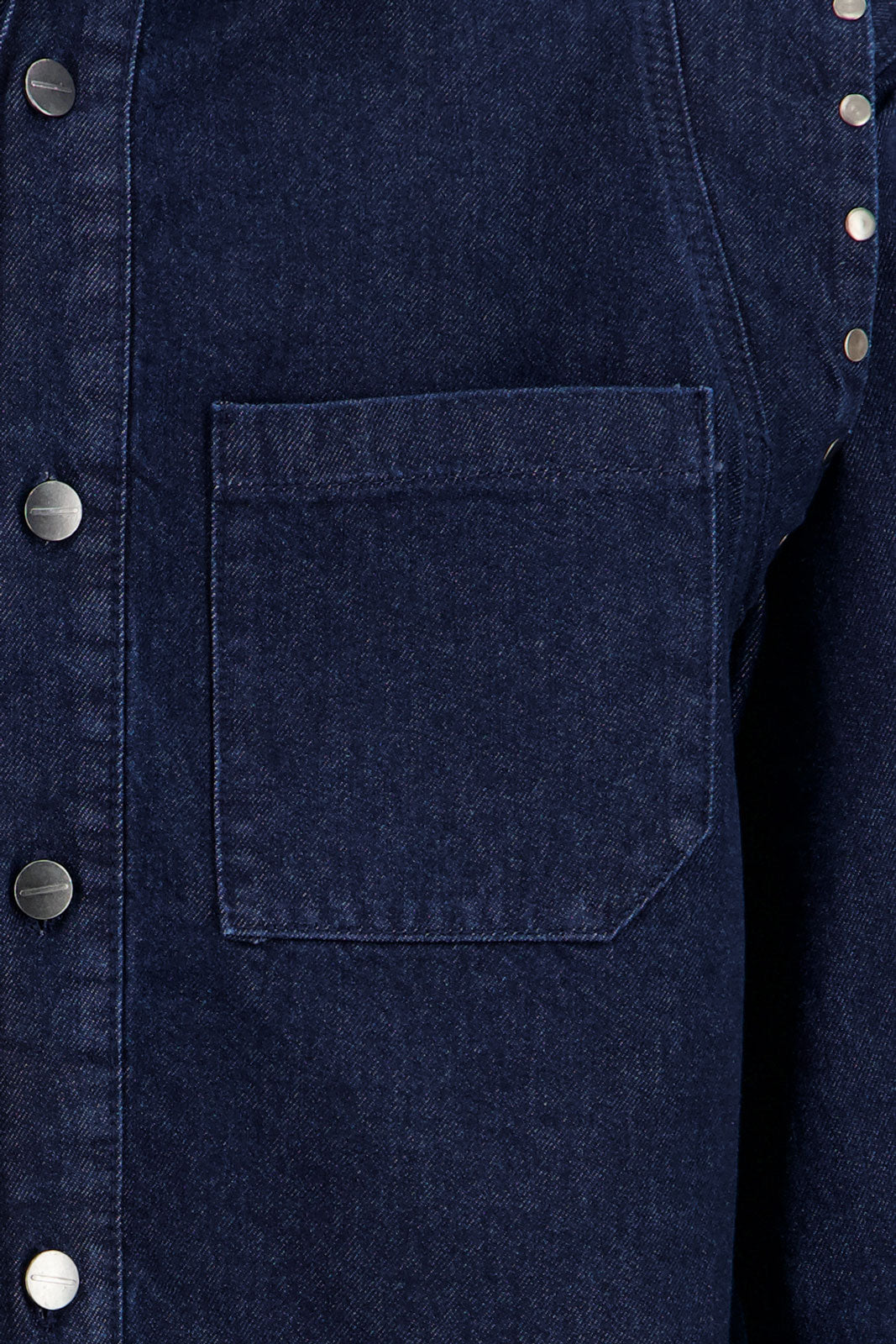 Shirt Dress with Studded Shoulder-Medium Blue Wash