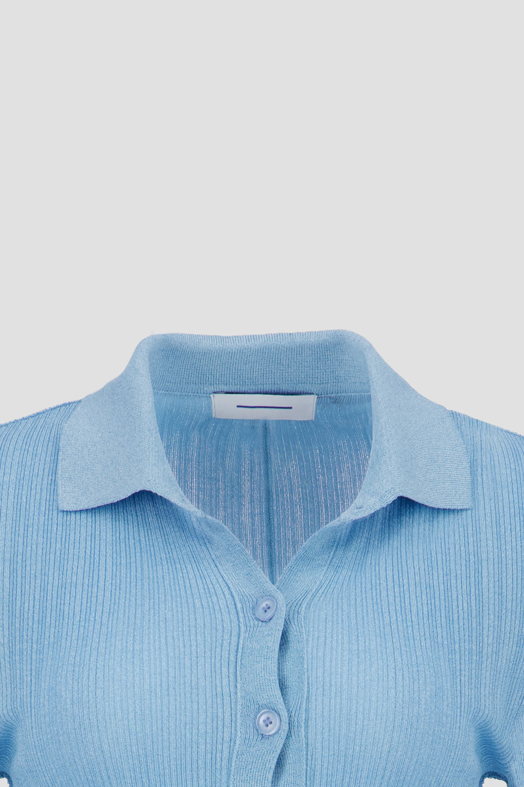 Shirt With Sleeve Cuff Slit - Blue