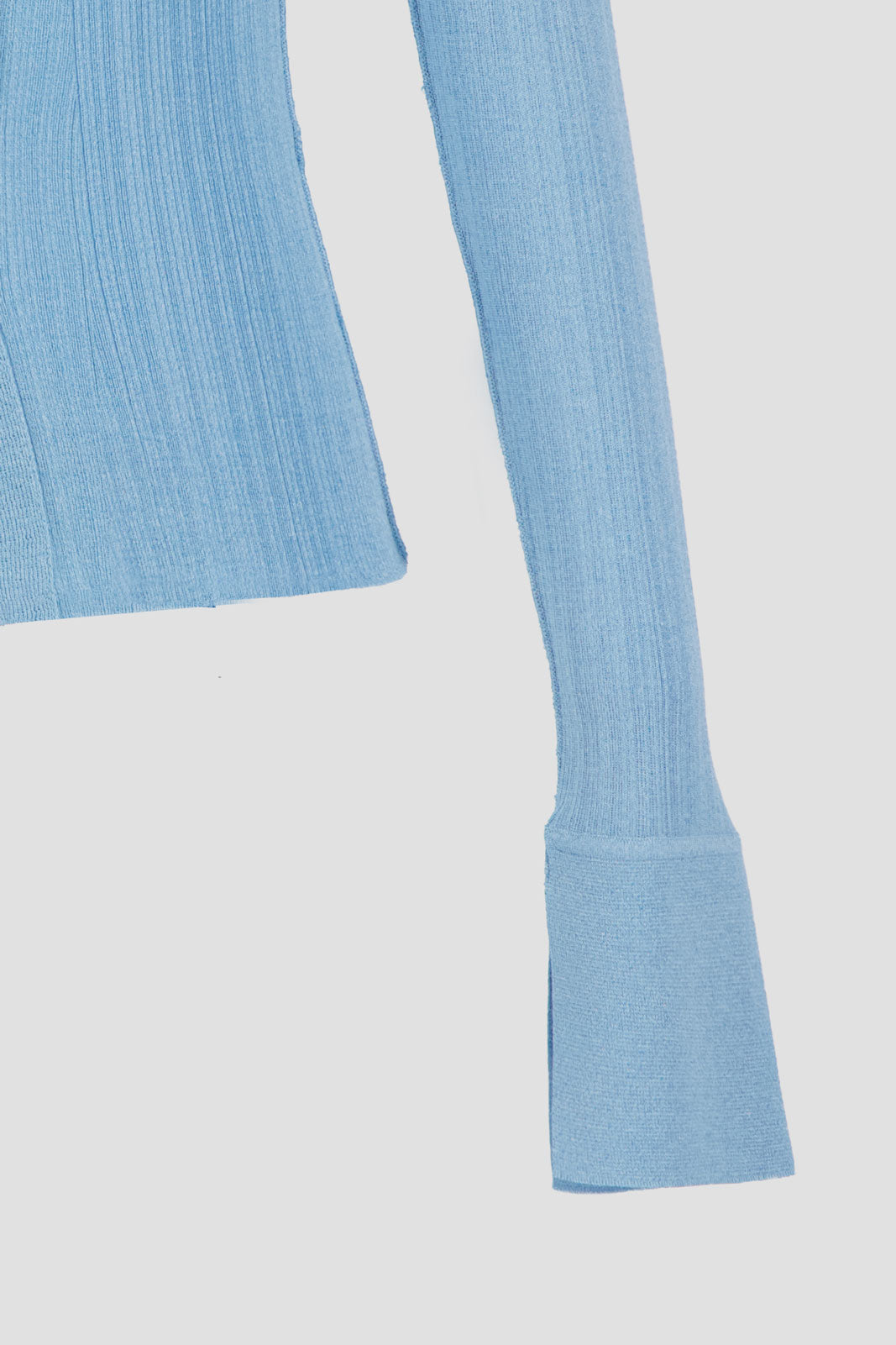 Shirt With Sleeve Cuff Slit - Blue