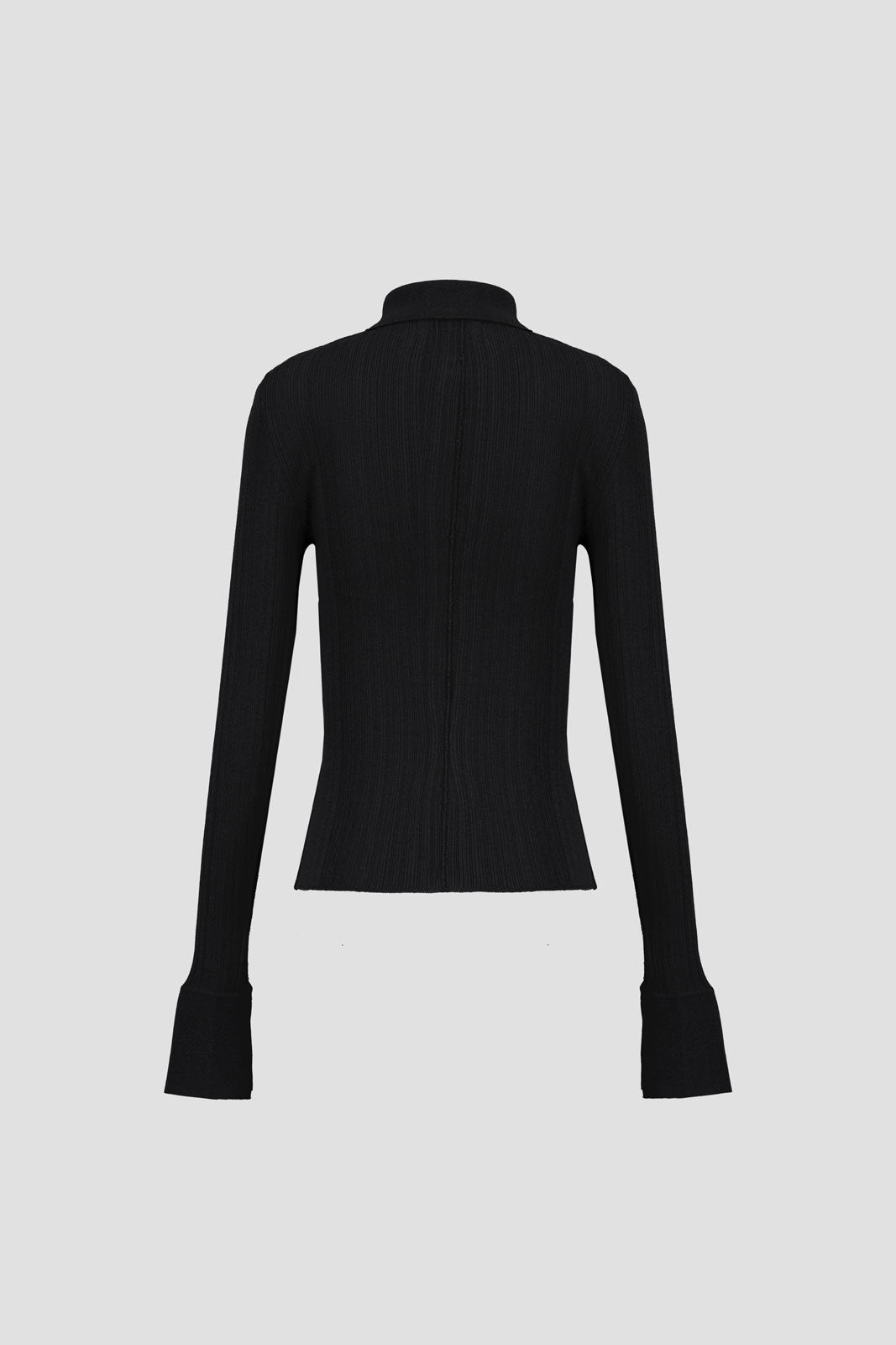 Shirt With Sleeve Cuff Slit - Black