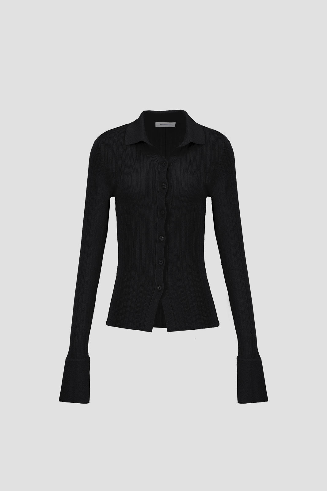 Shirt With Sleeve Cuff Slit - Black