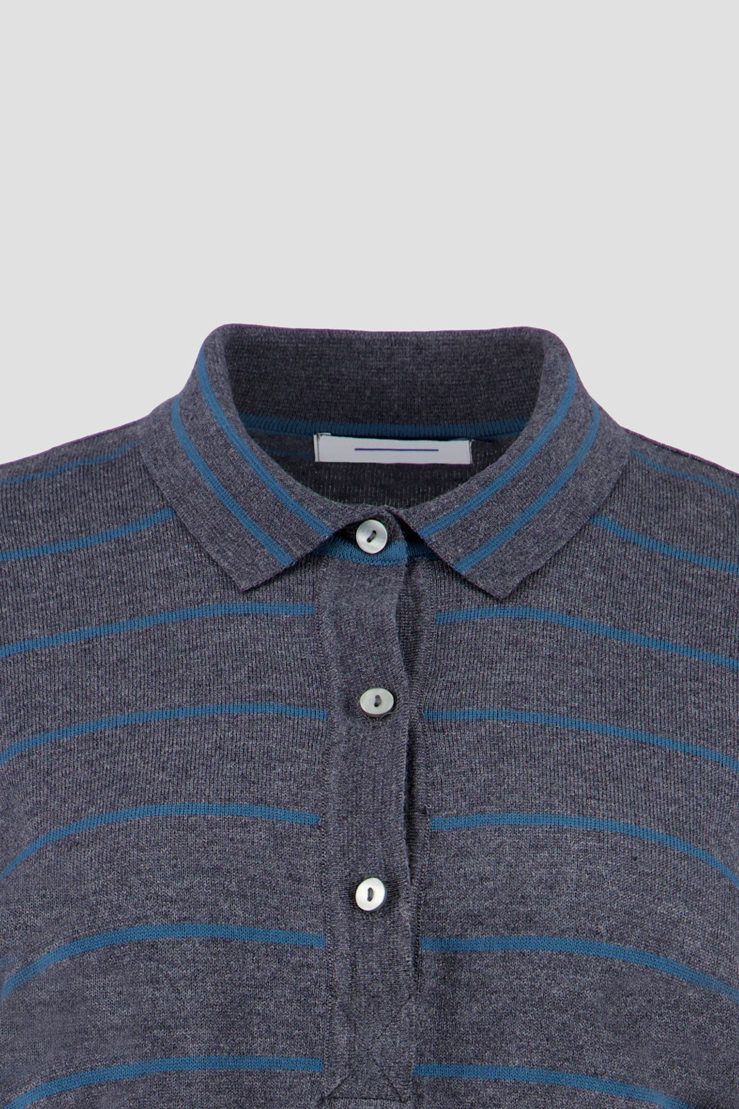 Long Sleeve Cropped Polo - Grey x Teal