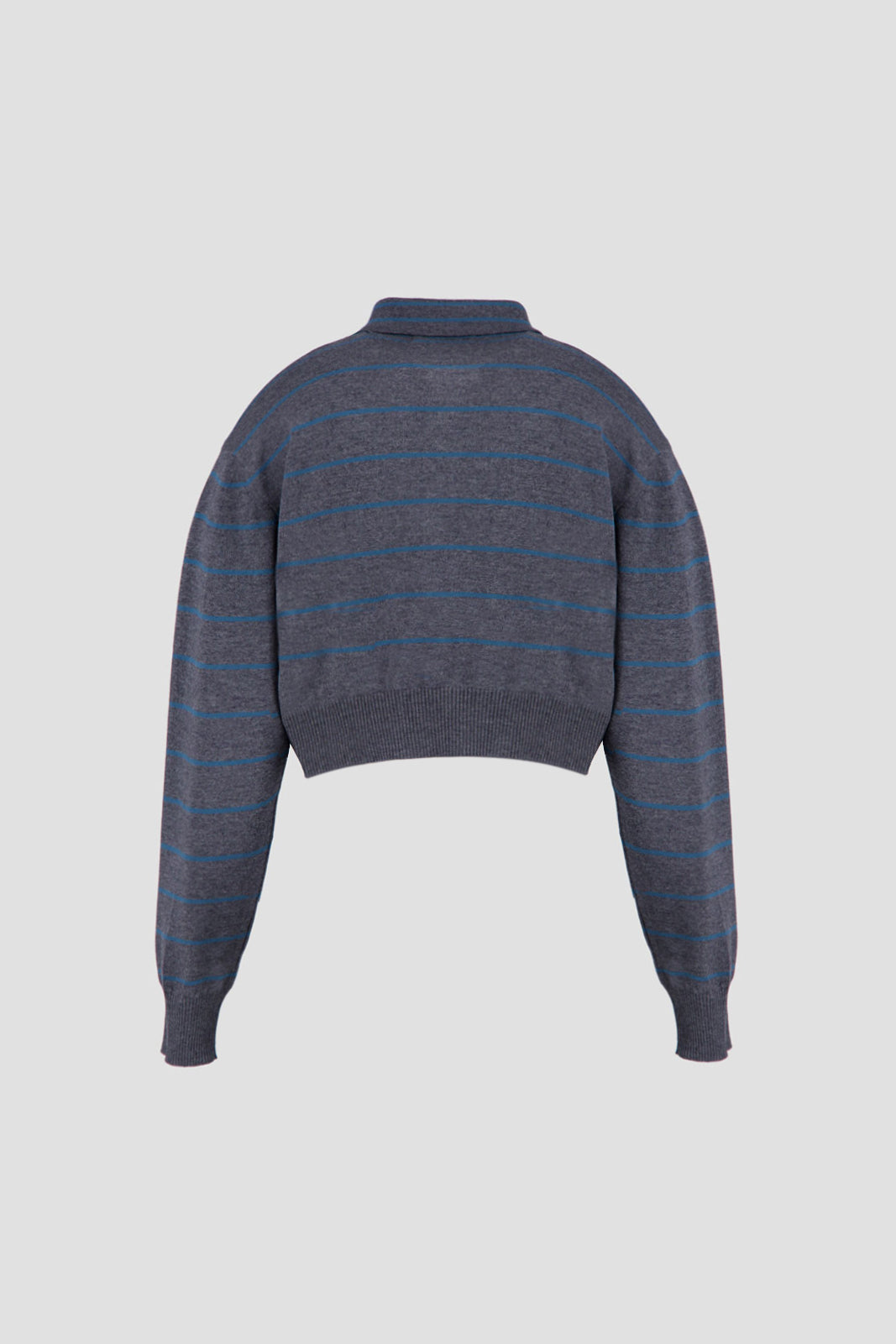 Long Sleeve Cropped Polo - Grey x Teal