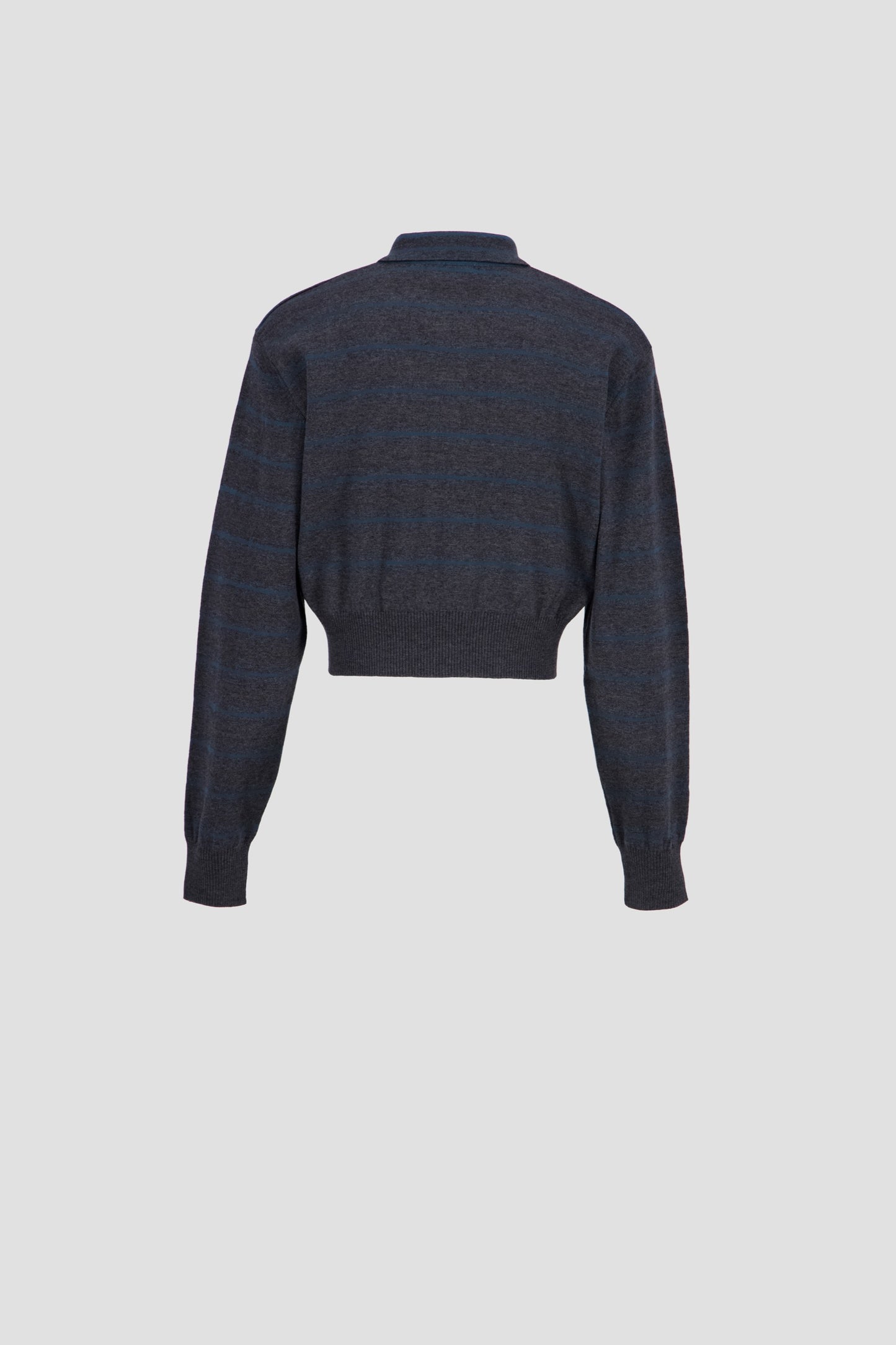Long Sleeve Cropped Polo - Grey x Teal