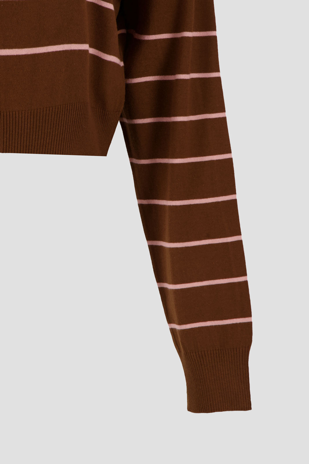 Long Sleeve Cropped Polo - Brown x Pink