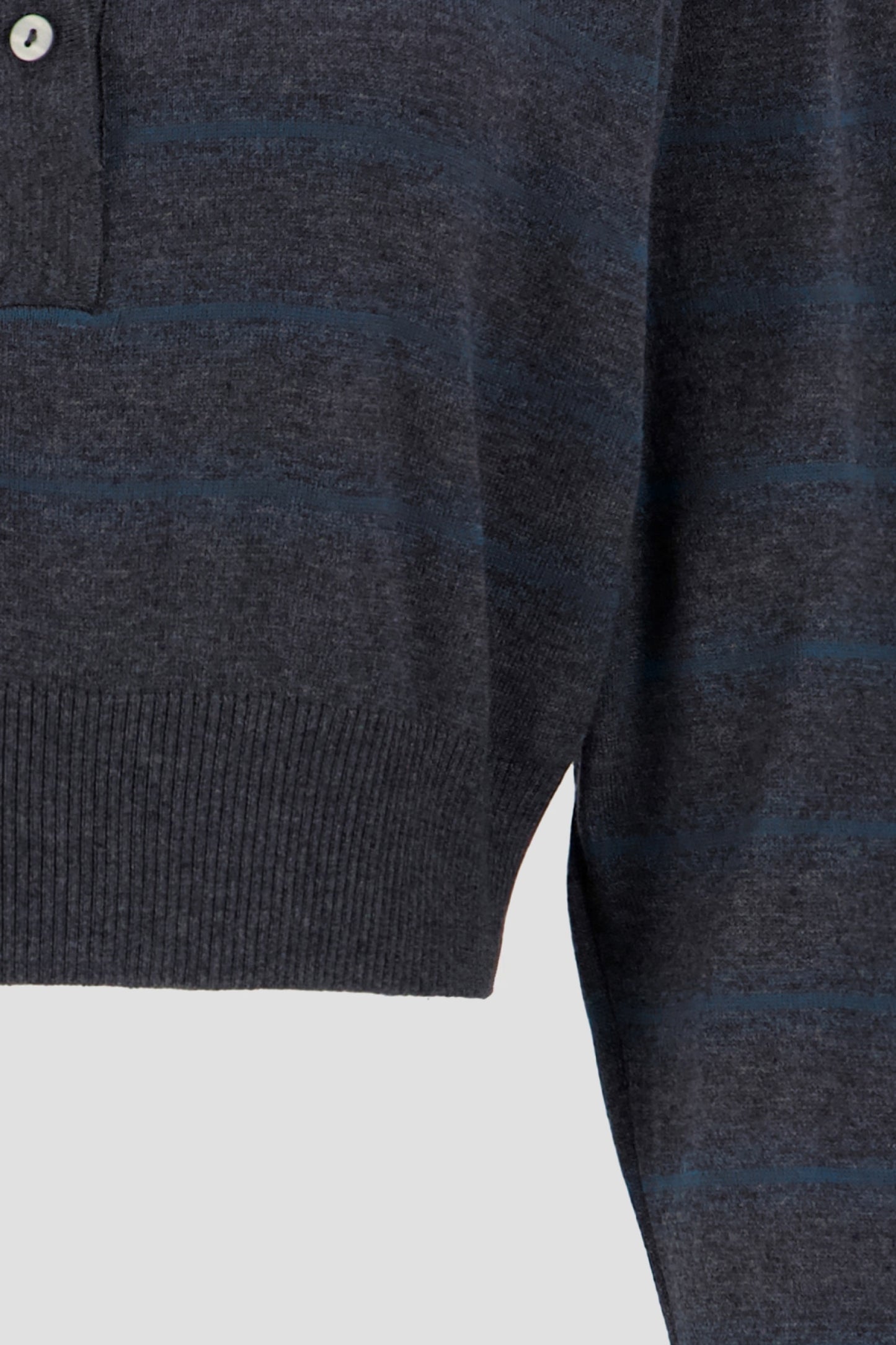 Long Sleeve Cropped Polo - Grey x Teal