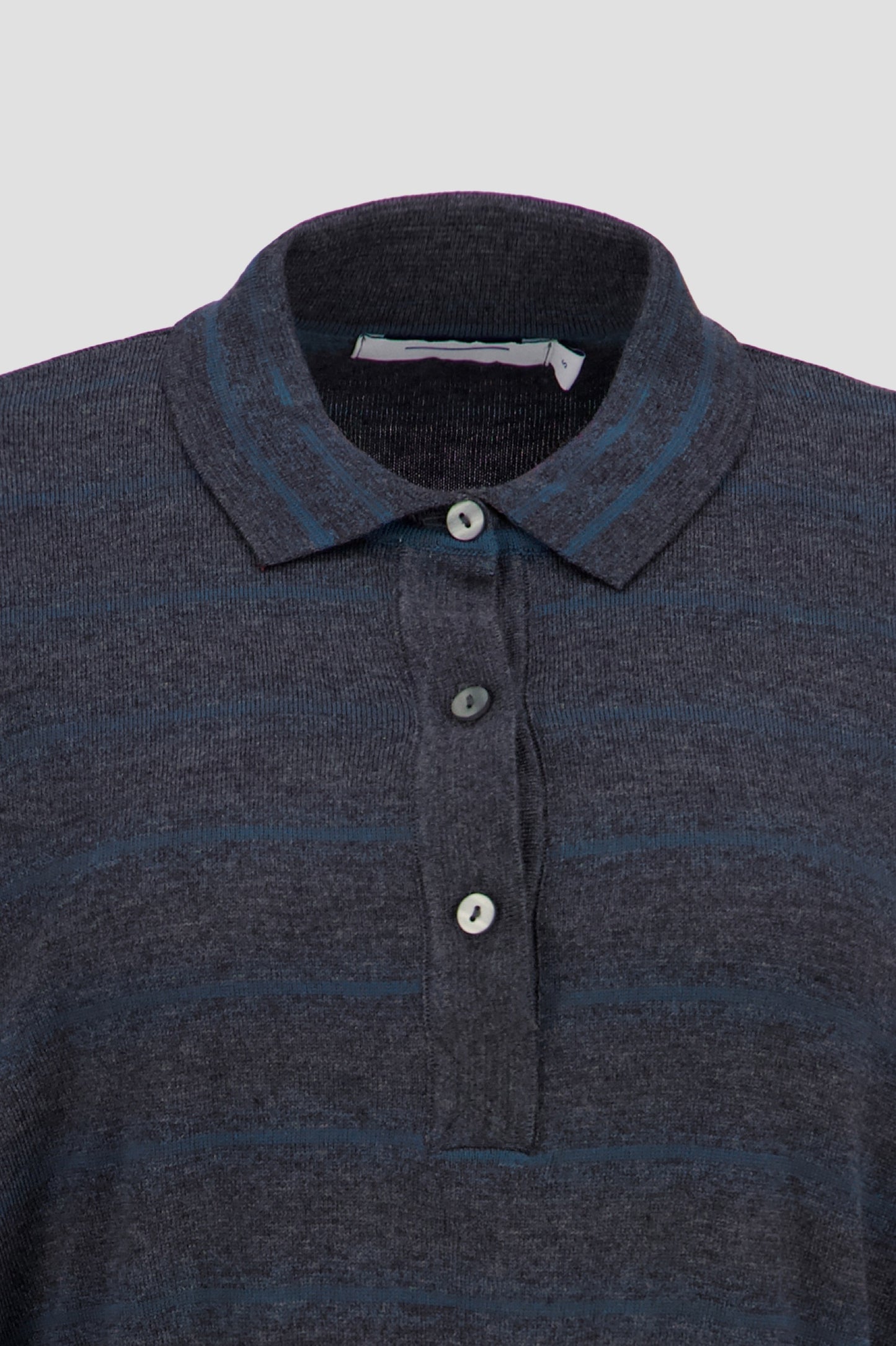 Long Sleeve Cropped Polo - Grey x Teal