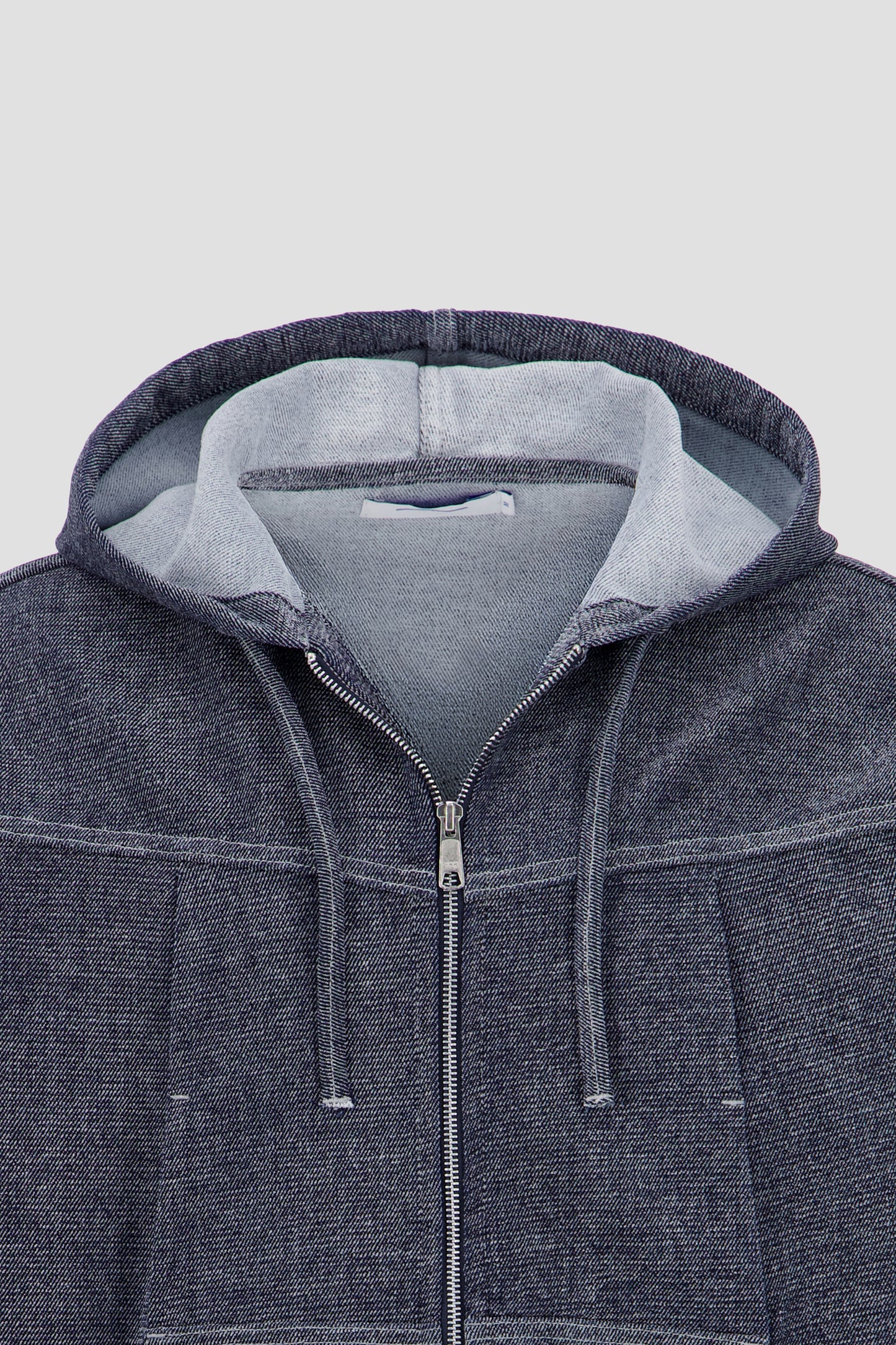 Denim Zip Up Hoodie - Black Wash