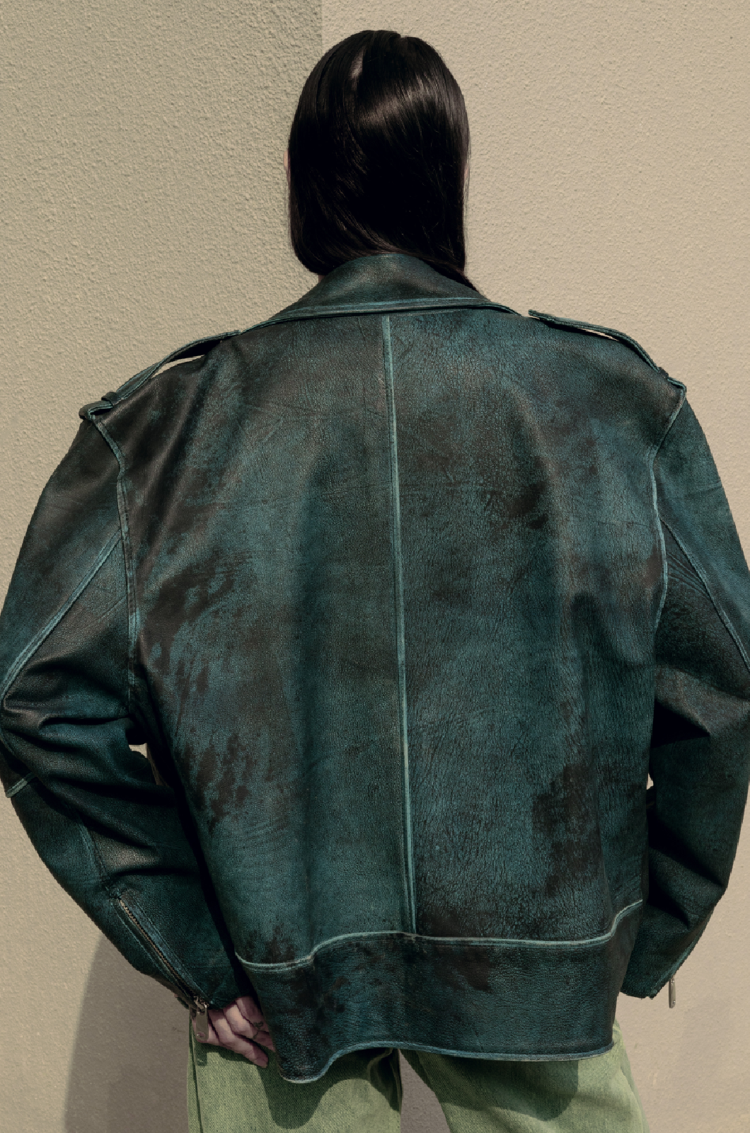 Leather Jacket Teal Blue