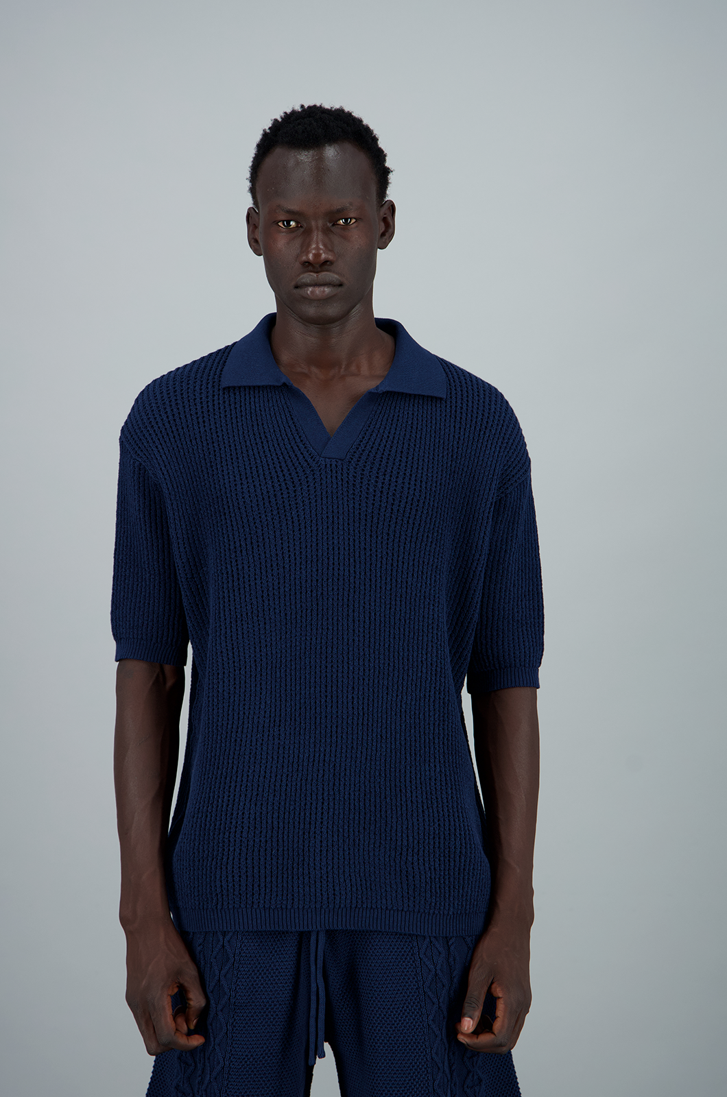 Men's Knit Polo Navy Blue