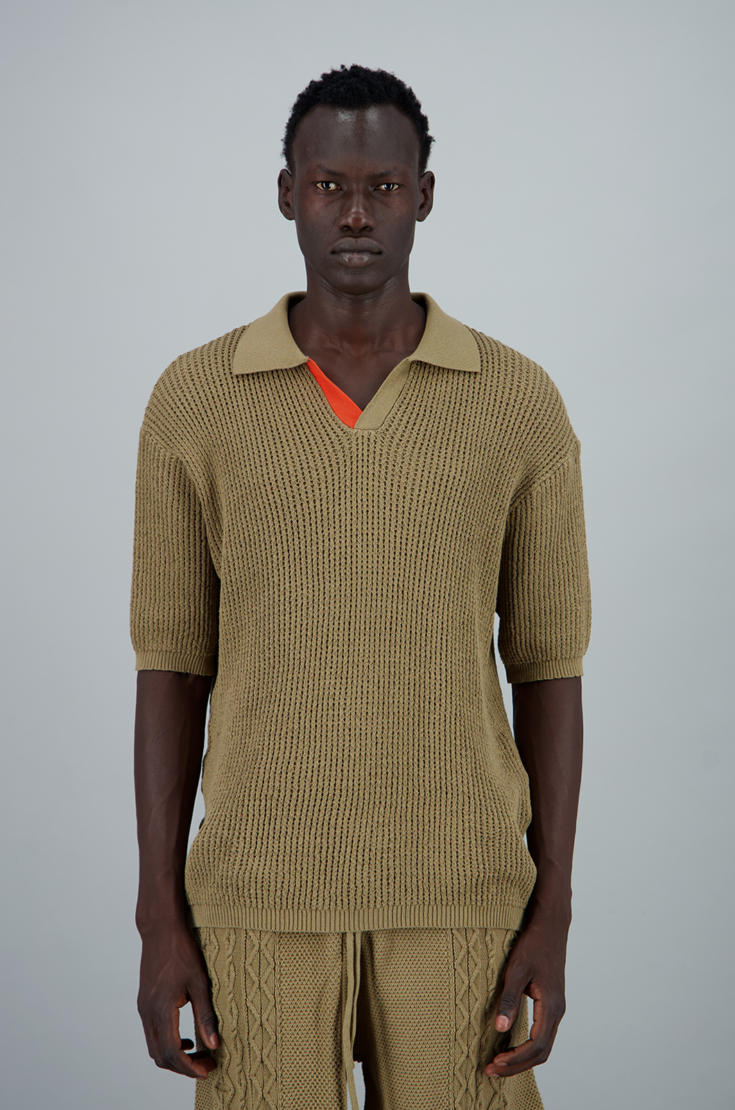 Men's Knit Polo Khaki