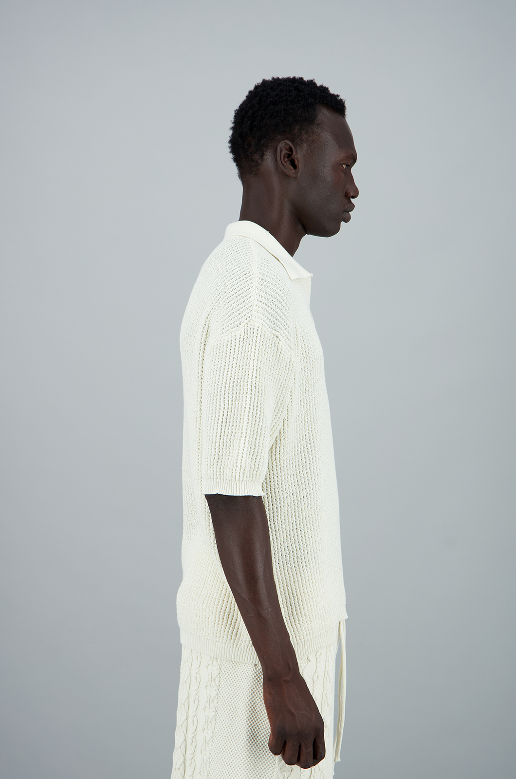 Men's Knit Polo Cream