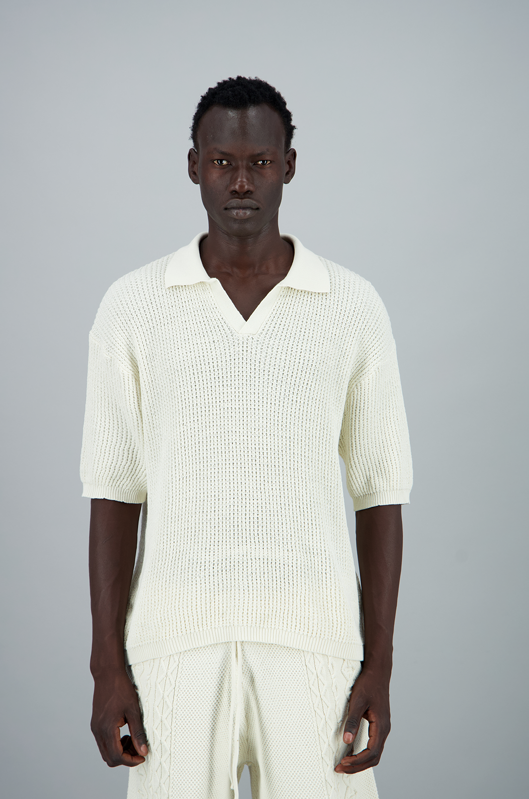Men's Knit Polo Cream