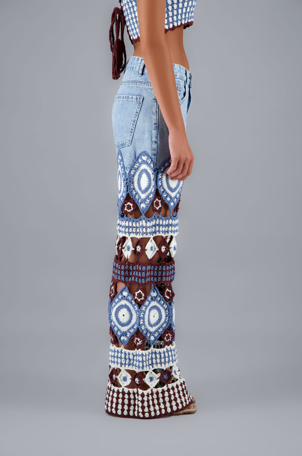 Denim Jeans With Crochet