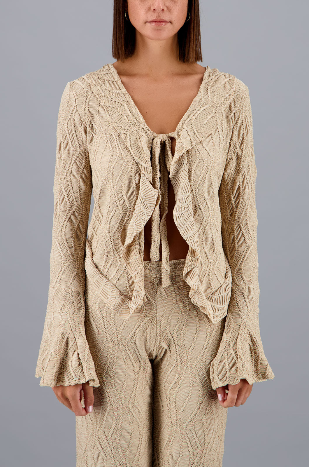 Ruffled Blouse Beige