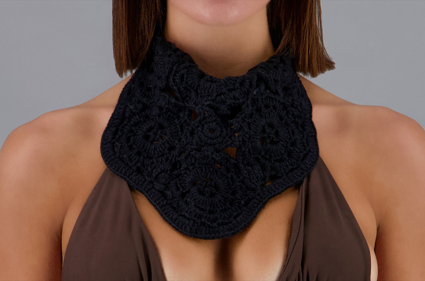 Plain Crochet Scarf Black