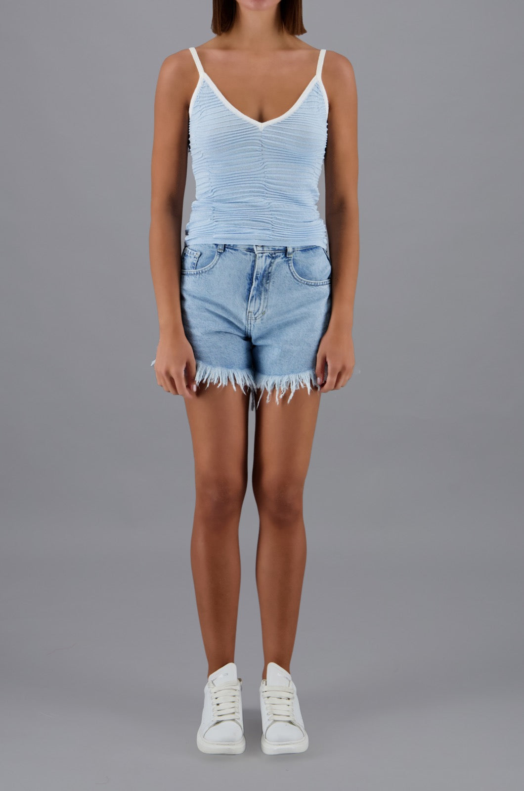 Signature Fluffy Shorts Sky Blue