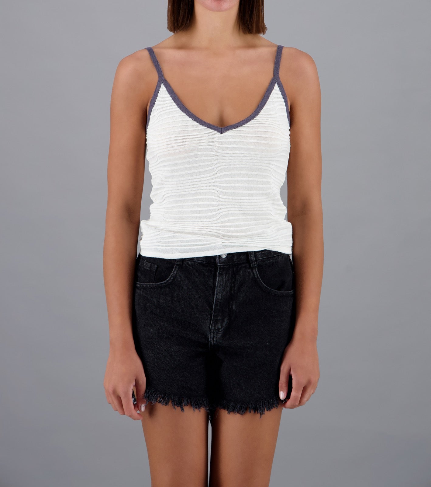 Contrast Strap Tank Grey