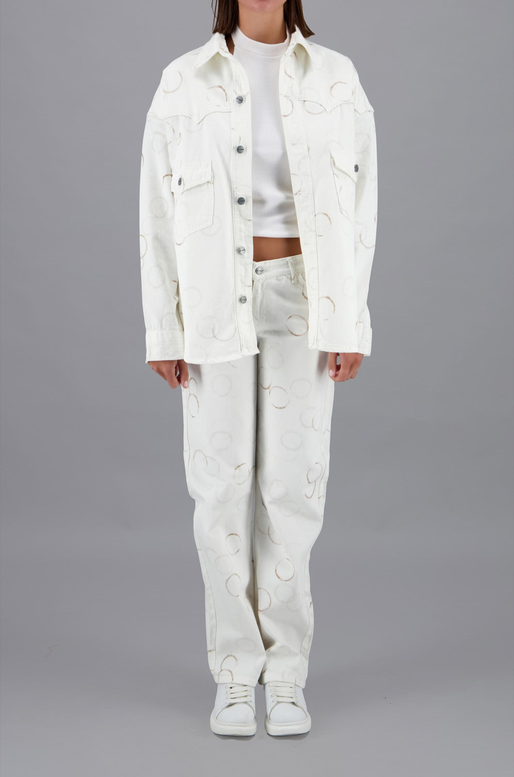 Coaster Shirt Off White & Brown