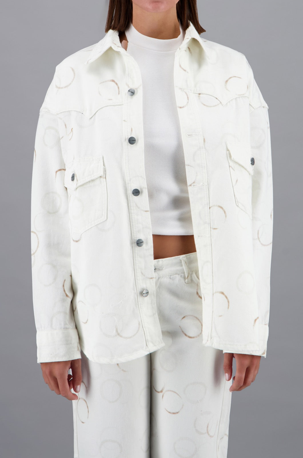 Coaster Shirt Off White & Brown