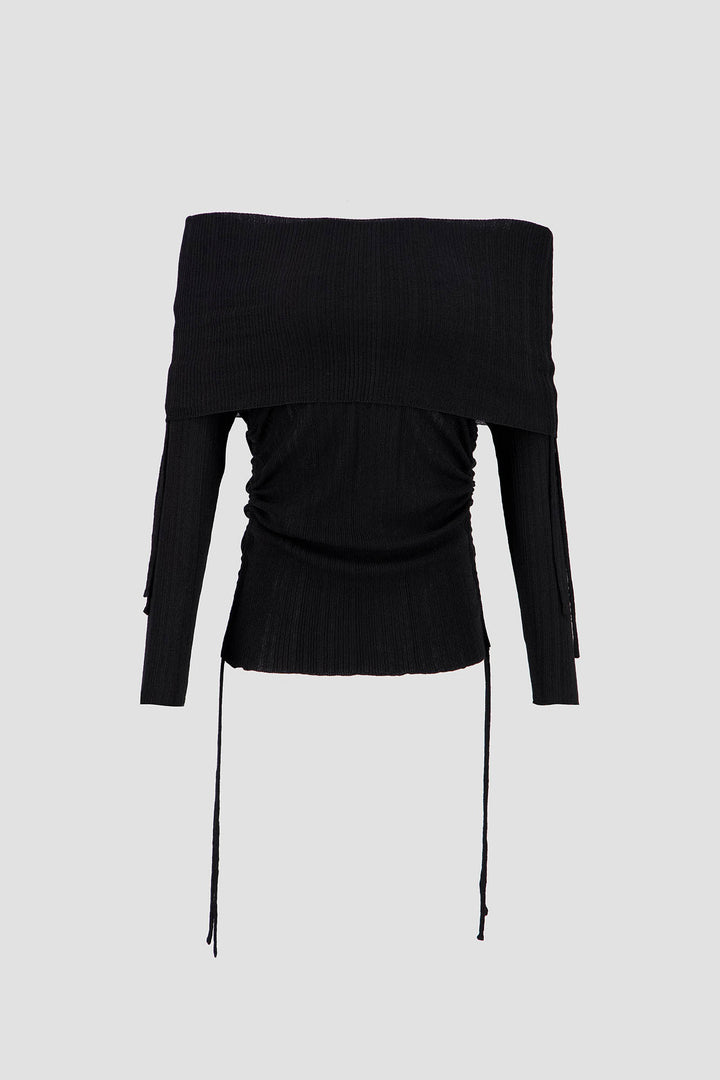 Off Shoulder Knit -Black
