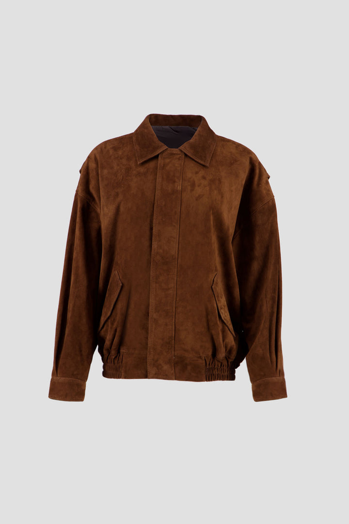 Bomber Suede Jacket -Brown