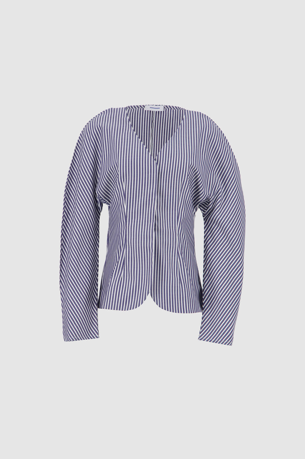 Balloon Sleeves Shirt - Navy & White Stripes